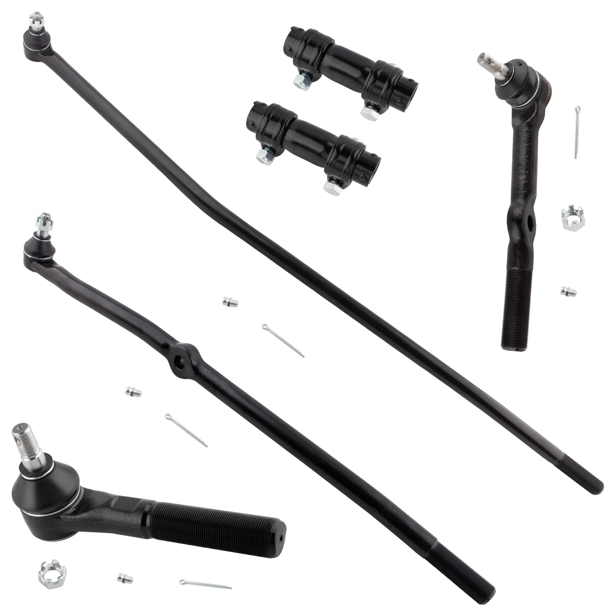 BOXI 6pc Front Inner & Outer Tie Rods + Adjusting Sleeves Kit Fit for Dodge Ram 1500 2500 1994-1997