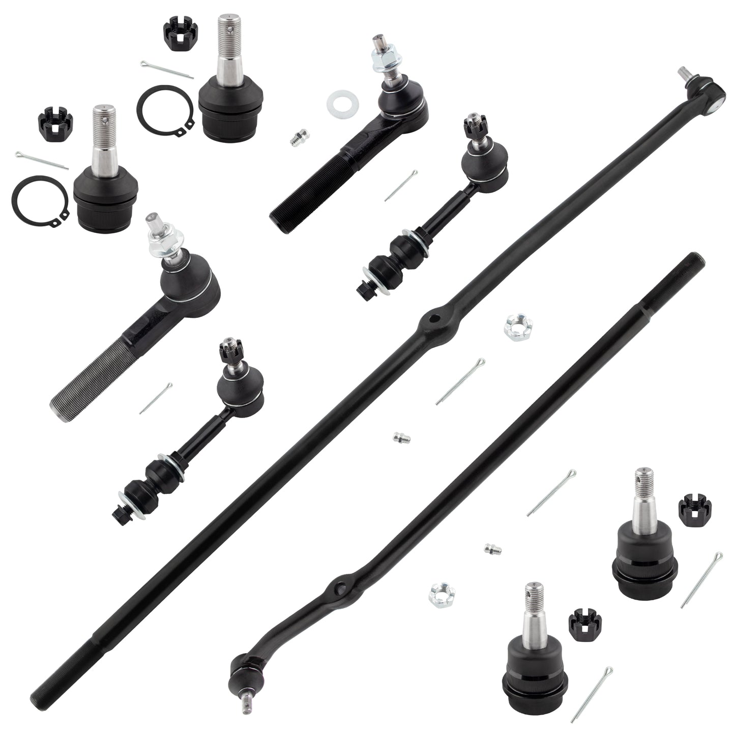 BOXI 10pc Front Ball Joints Tie Rods Sway Bars Kit Fits for Dodge Ram 1500 2000-2001