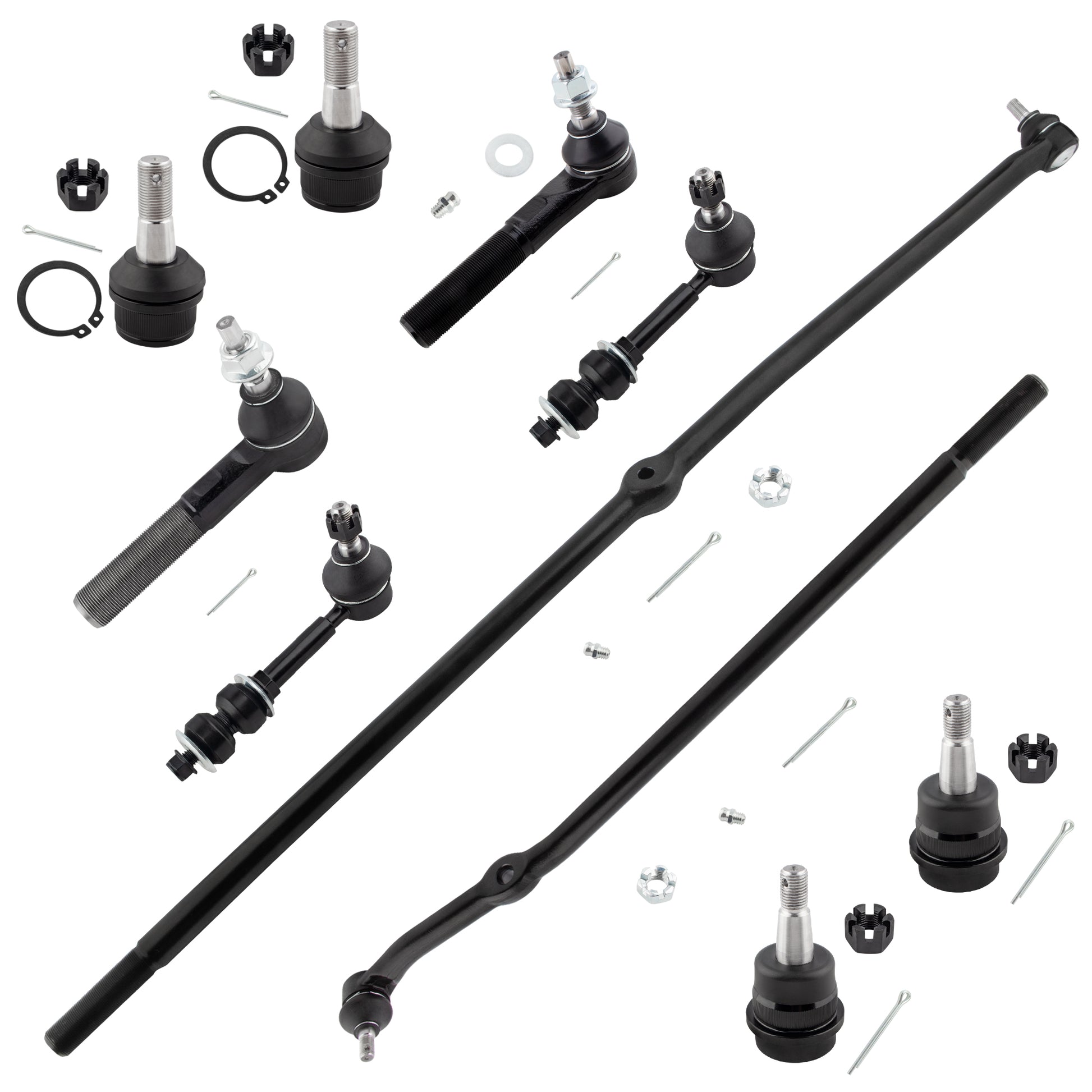 BOXI 10pc Front Ball Joints Tie Rods Sway Bars Kit Fits for Dodge Ram 1500 2000-2001