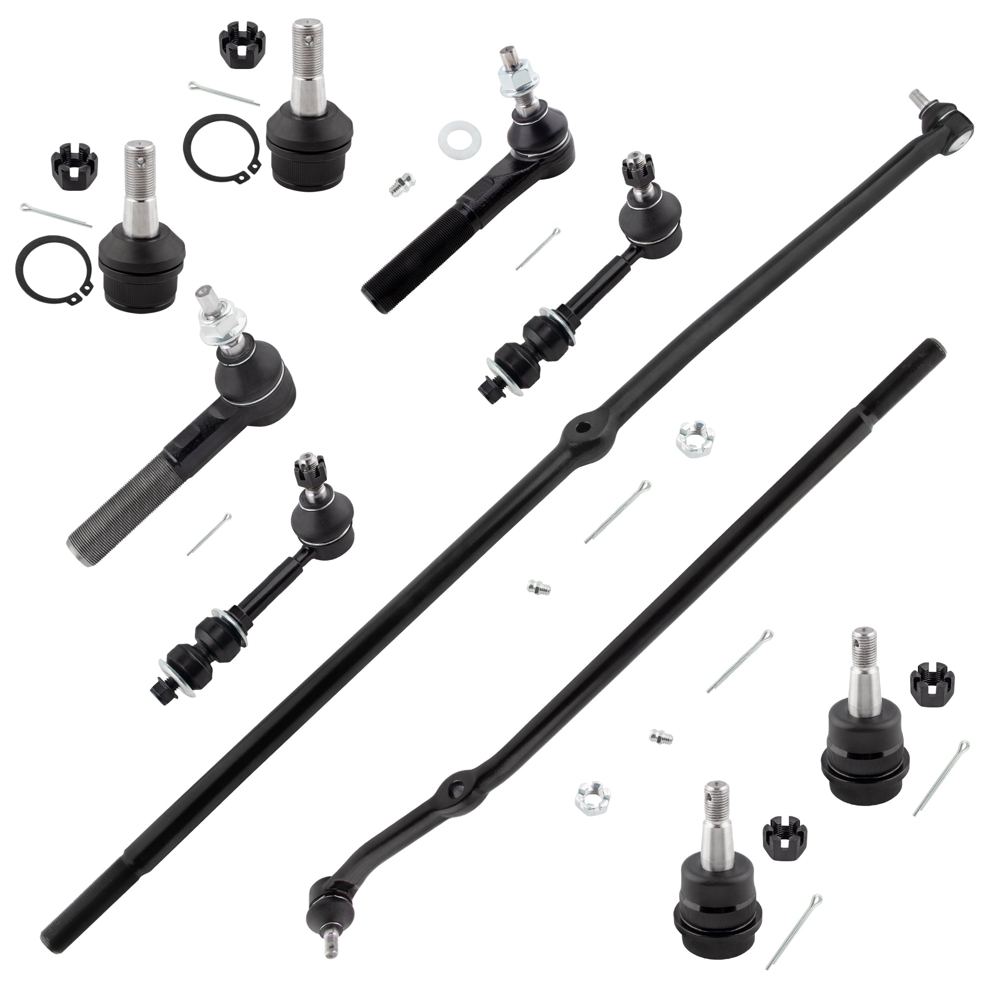 BOXI 10pc Front Ball Joints Tie Rods Sway Bars Kit Fits for Dodge Ram 1500 2000-2001