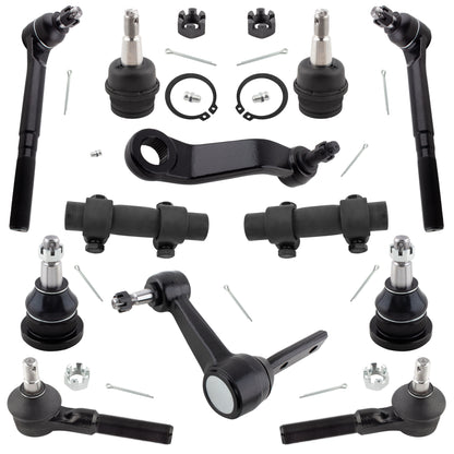 BOXI 12pc Front Ball Joints Tie Rods Pitman Idler Arm Adjustment Sleeves Kit Fits for Dodge Ram