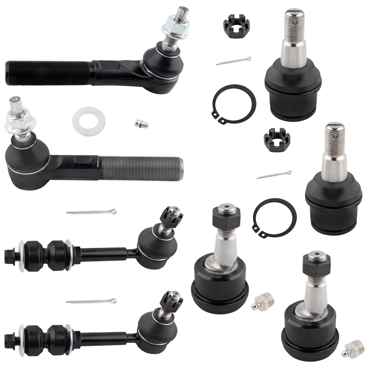 BOXI 8pc Front Ball Joints Sway Bars Tie Rods Fits for Dodge Ram 2500