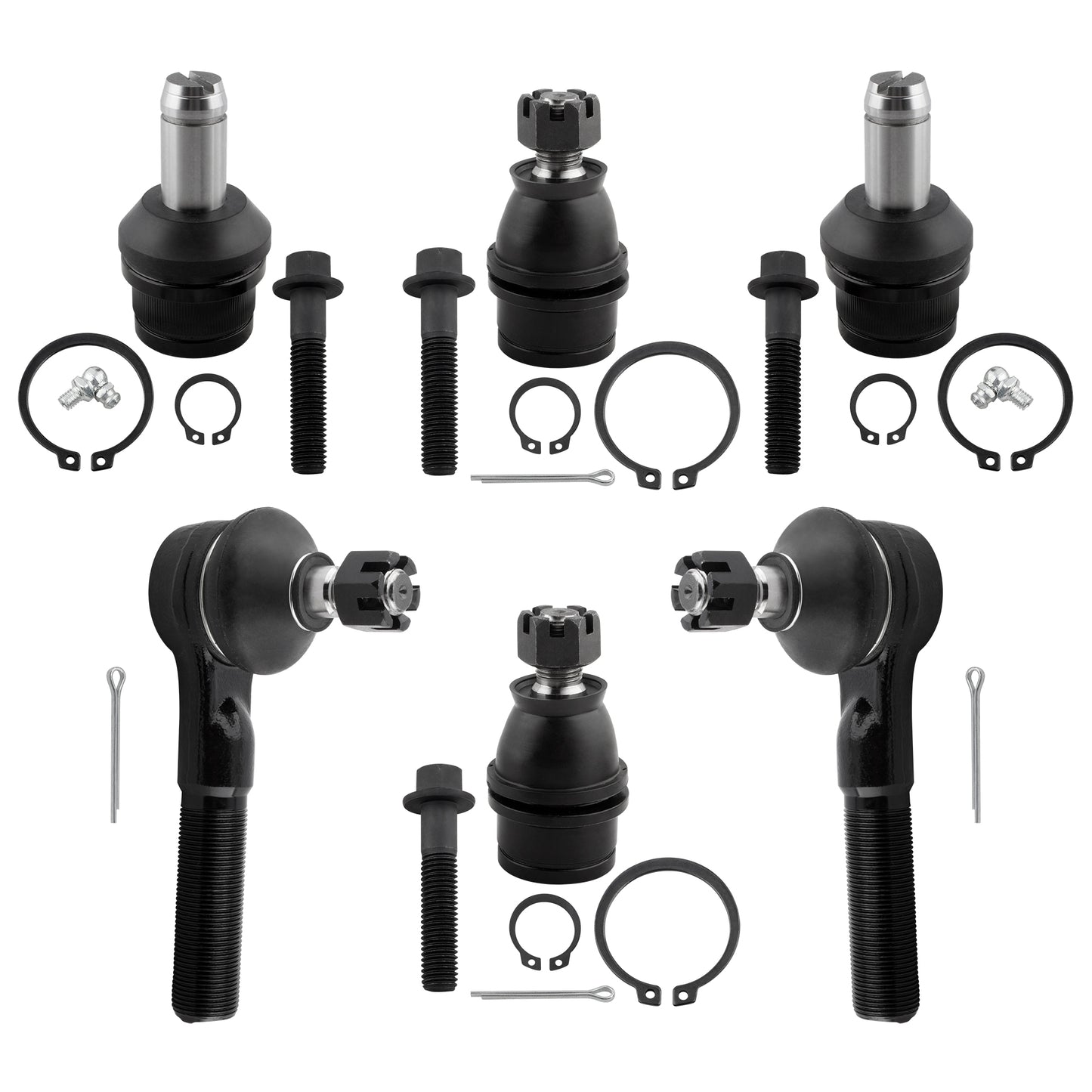 BOXI 6pcs Front Upper Lower Ball Joints Outer Tie rod Fit for Ford Explorer 1993-94