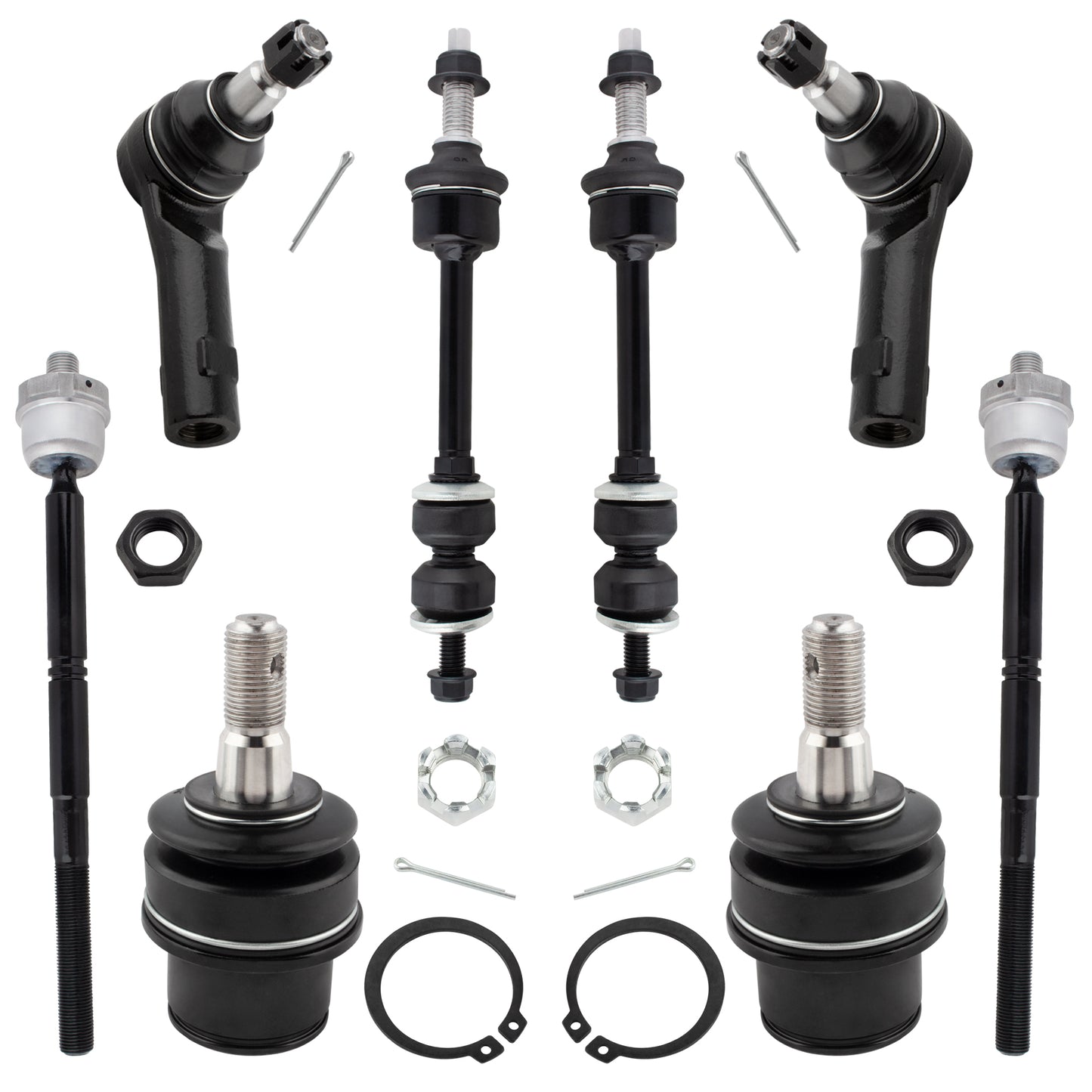 BOXI 8pcs Front Tie Rod Lower Ball Joints Sway Bar Links Fit for Ford F-150 2005-2008