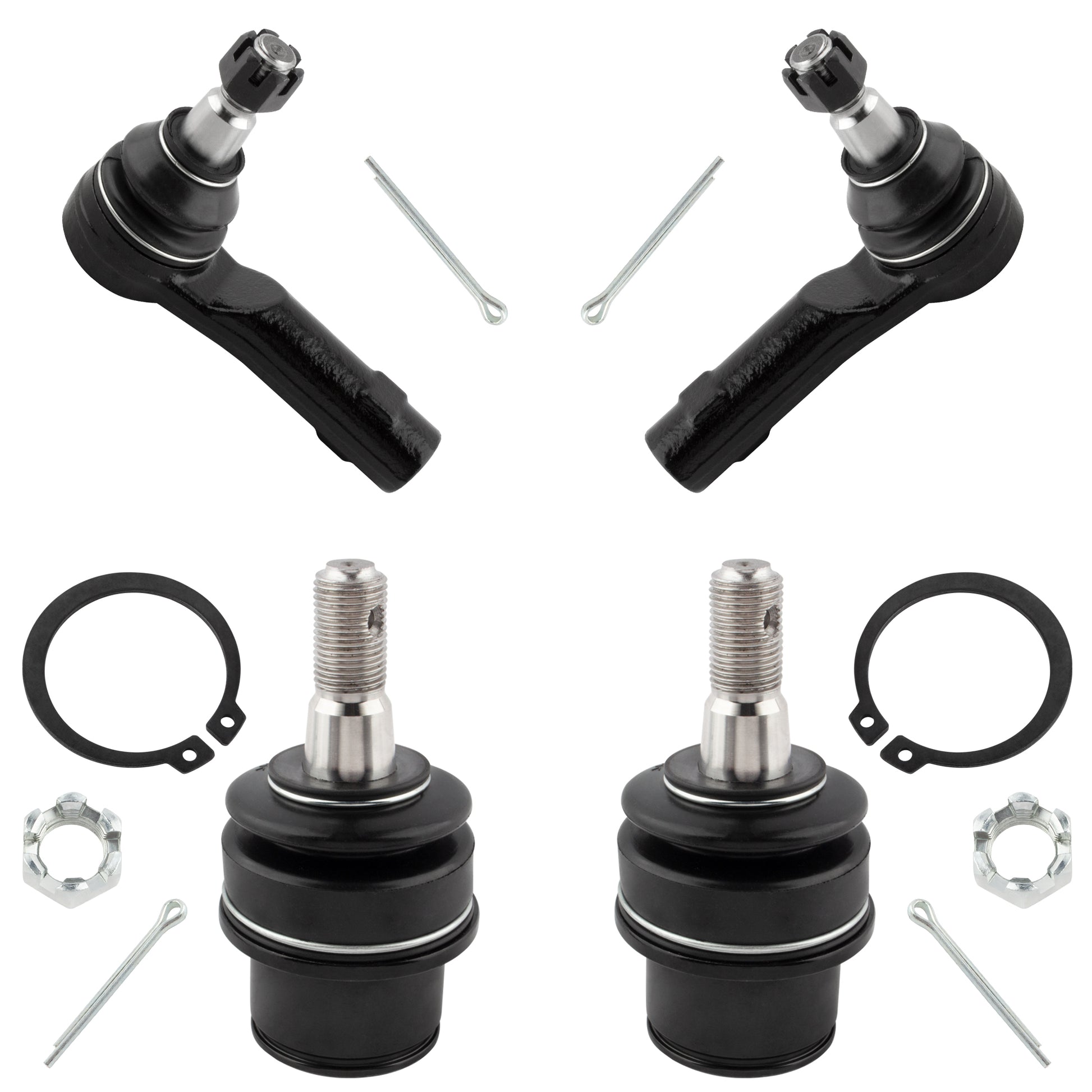 BOXI 4pcs Lower Ball Joints + Outer Tie Rod Links Fit for Ford F-150 2004-2008