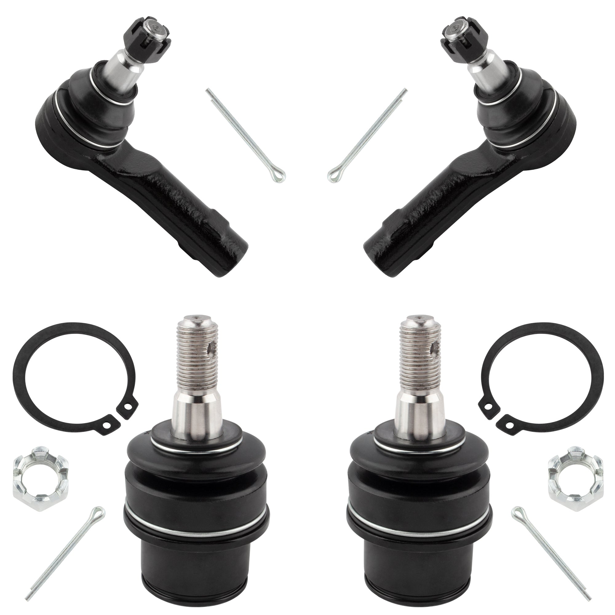 BOXI 4pcs Lower Ball Joints + Outer Tie Rod Links Fit for Ford F-150 2004-2008