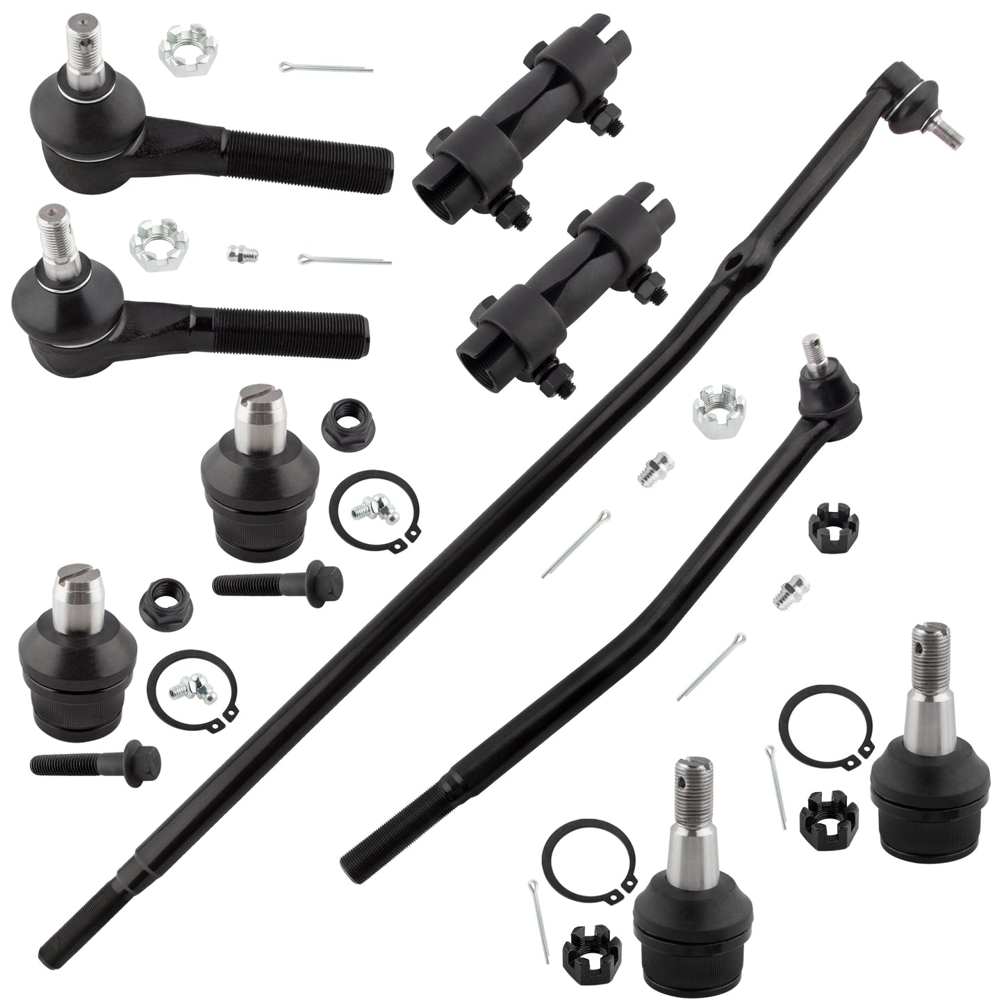 BOXI 10pcs Front Ball Joints Inner Center Link Outer Tie Rod End Adjusting Sleeve Fit for Ford