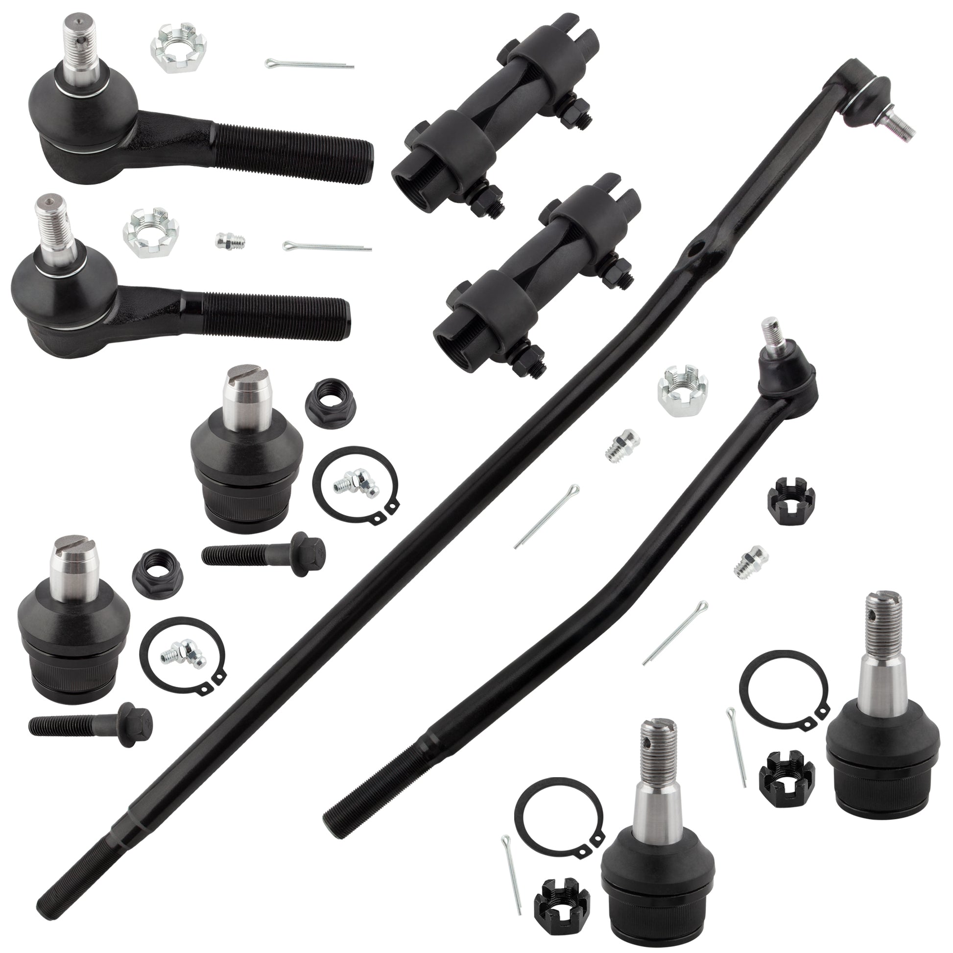 BOXI 10pcs Front Ball Joints Inner Center Link Outer Tie Rod End Adjusting Sleeve Fit for Ford