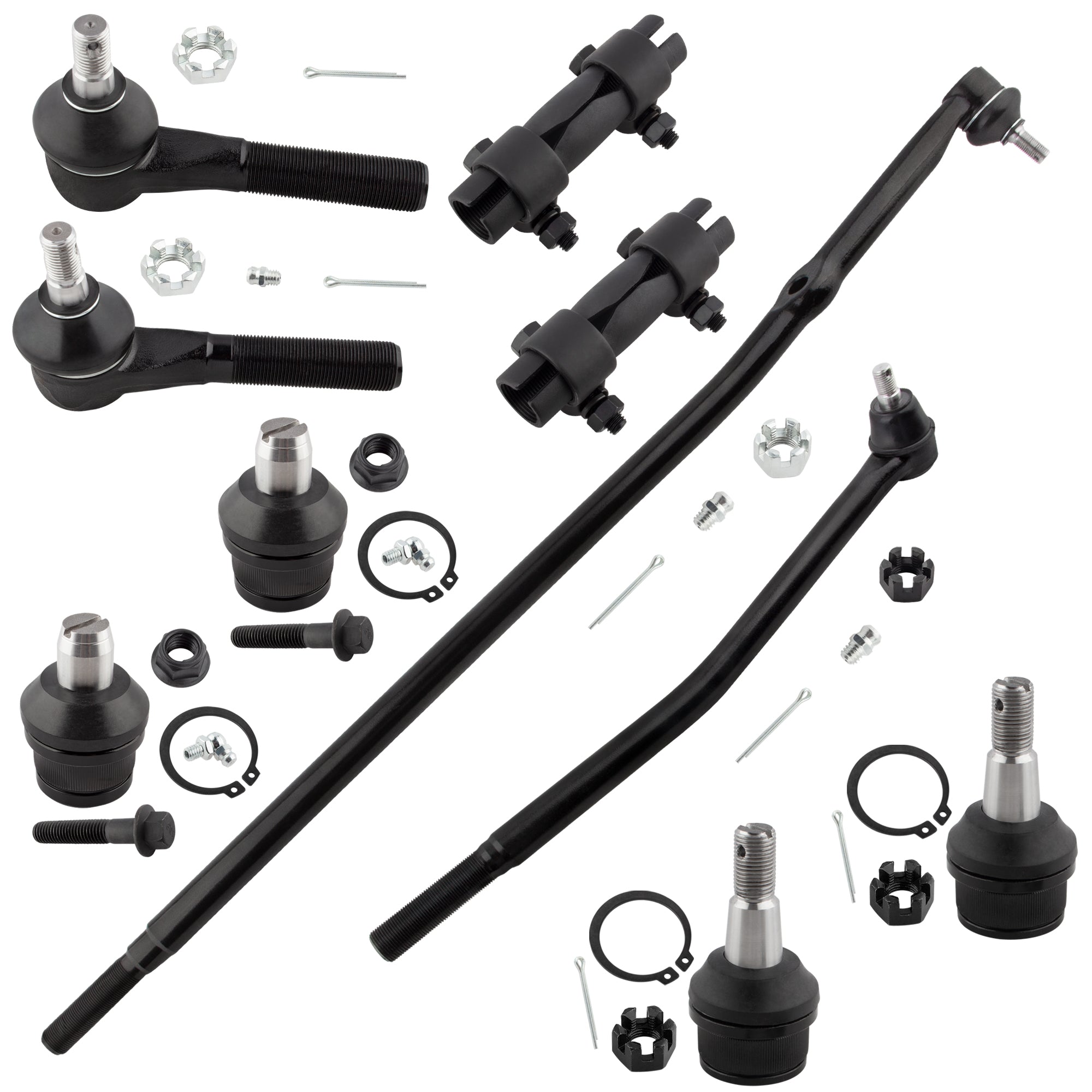 BOXI 10pcs Front Ball Joints Inner Center Link Outer Tie Rod End Adjusting Sleeve Fit for Ford