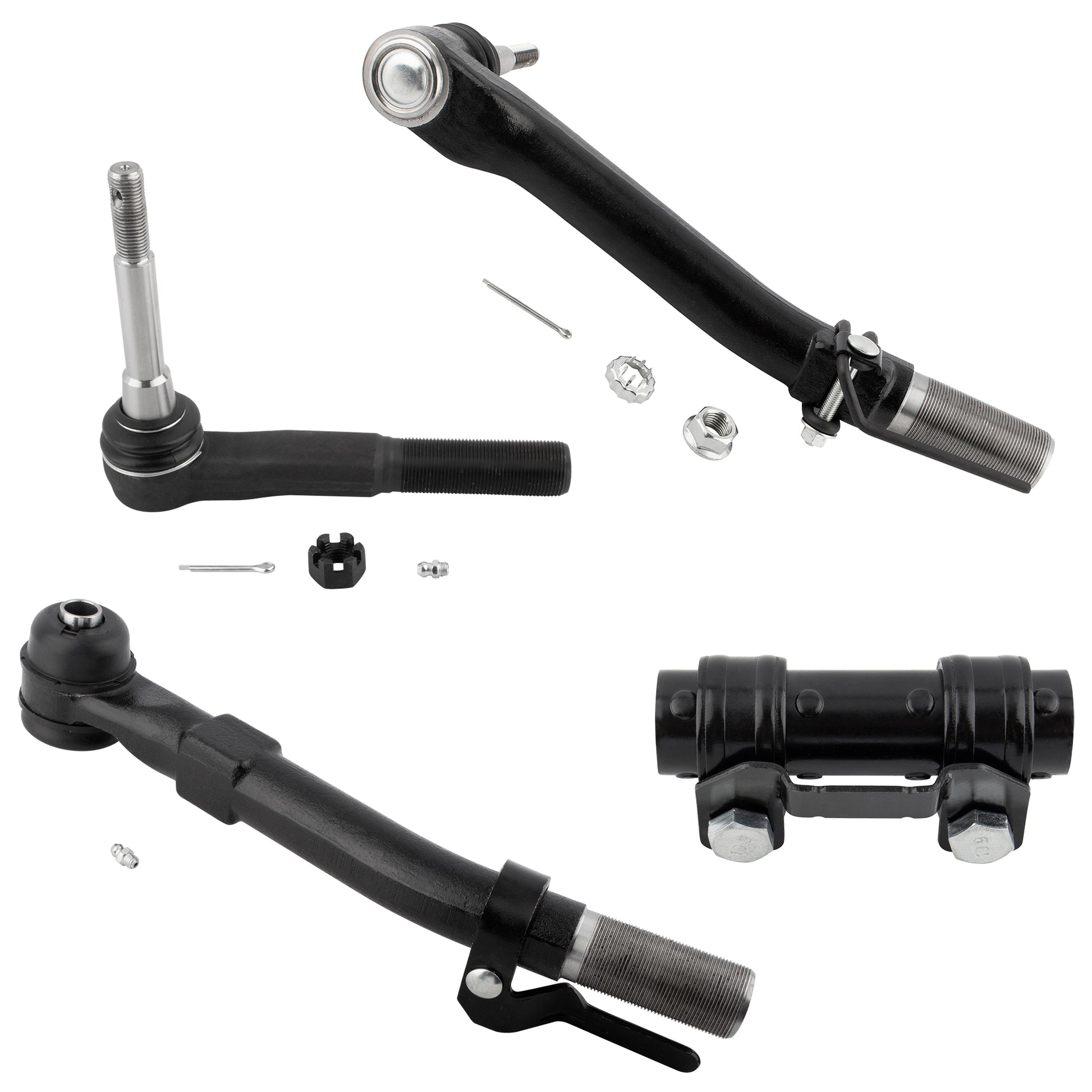 BOXI (Set of 4) Front Outer Tie Rods Suspension Kit Adjusting Sleeve Fit for Ford F-250 F-350