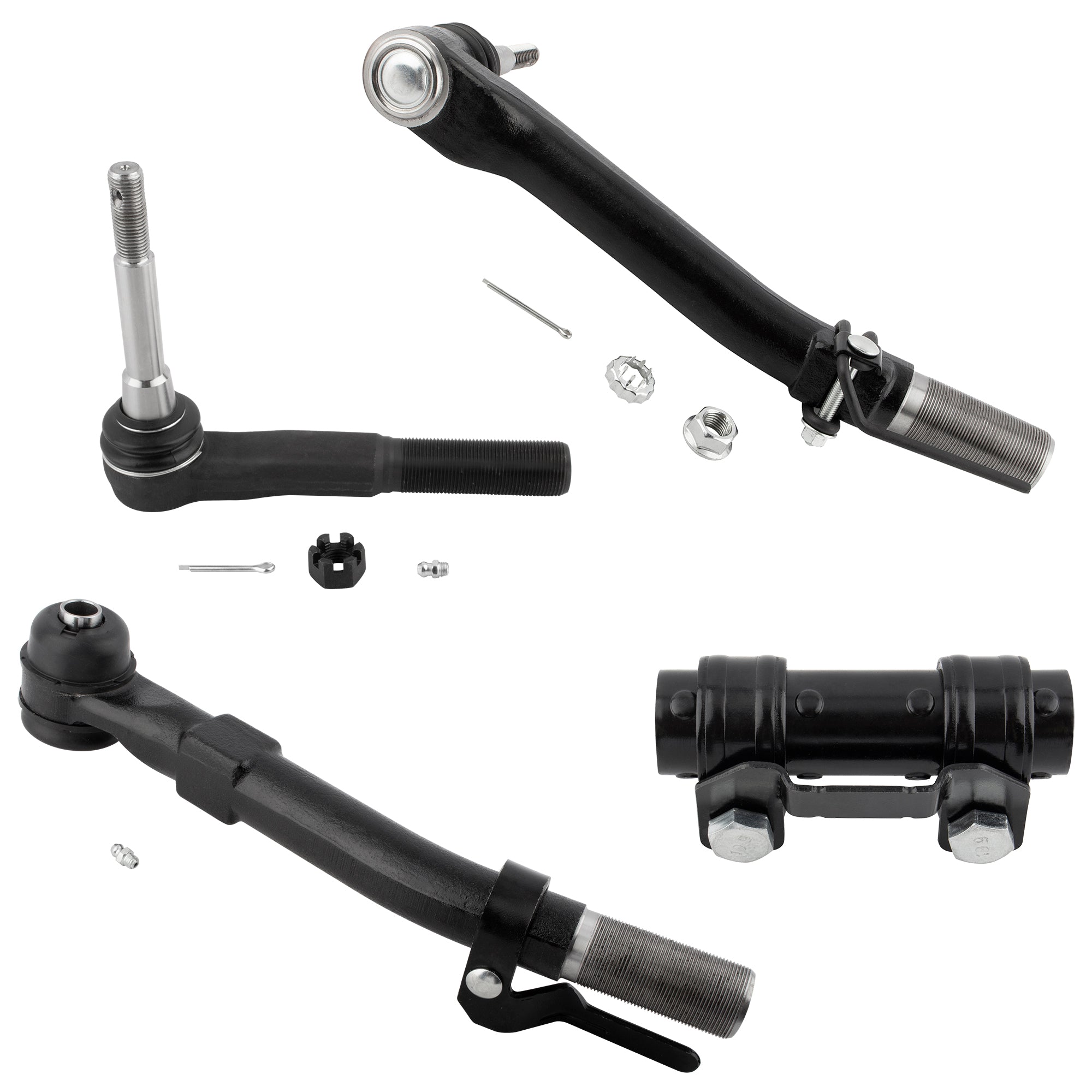 BOXI (Set of 4) Front Outer Tie Rods Suspension Kit Adjusting Sleeve Fit for Ford F-250 F-350