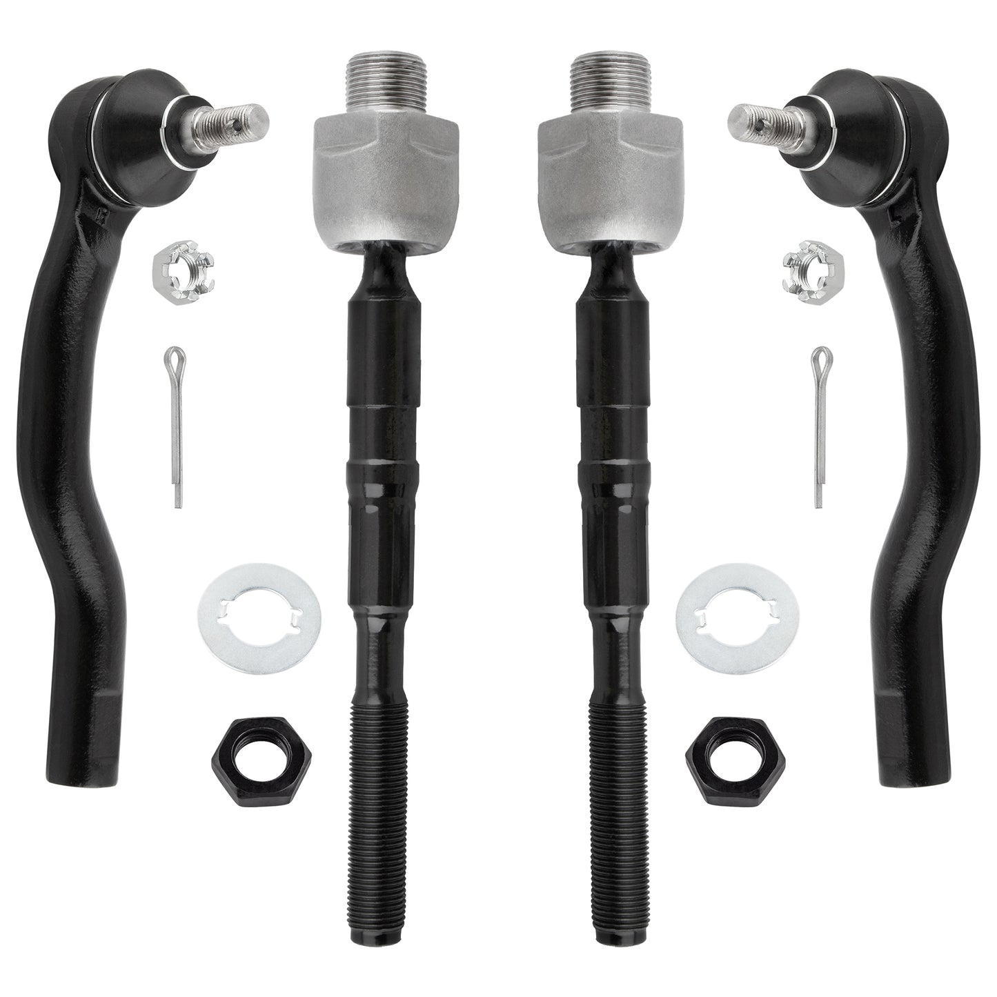 BOXI (Set of 4) Front Inner & Outer Tie Rod Ends Fit for Ford Edge 2007 2008 2009 2010 2011 2012