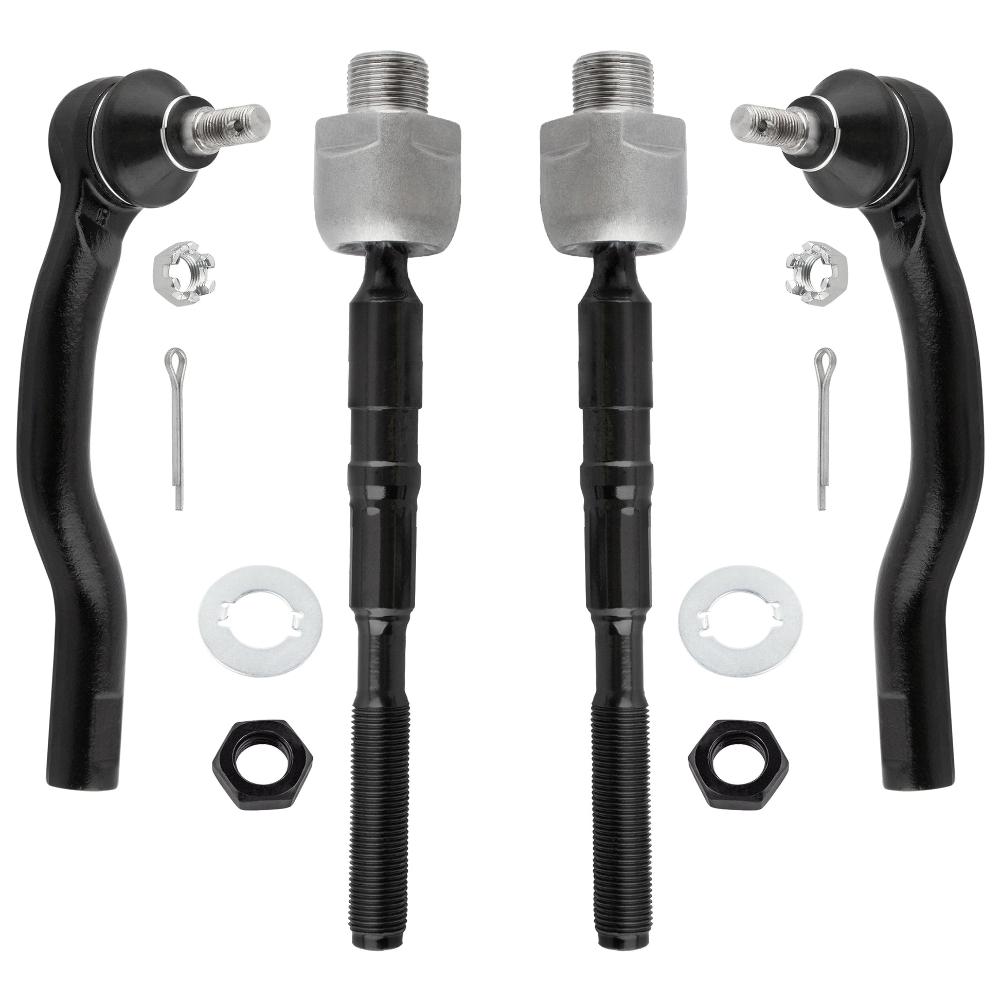 BOXI (Set of 4) Front Inner & Outer Tie Rod Ends Fit for Ford Edge 2007 2008 2009 2010 2011 2012