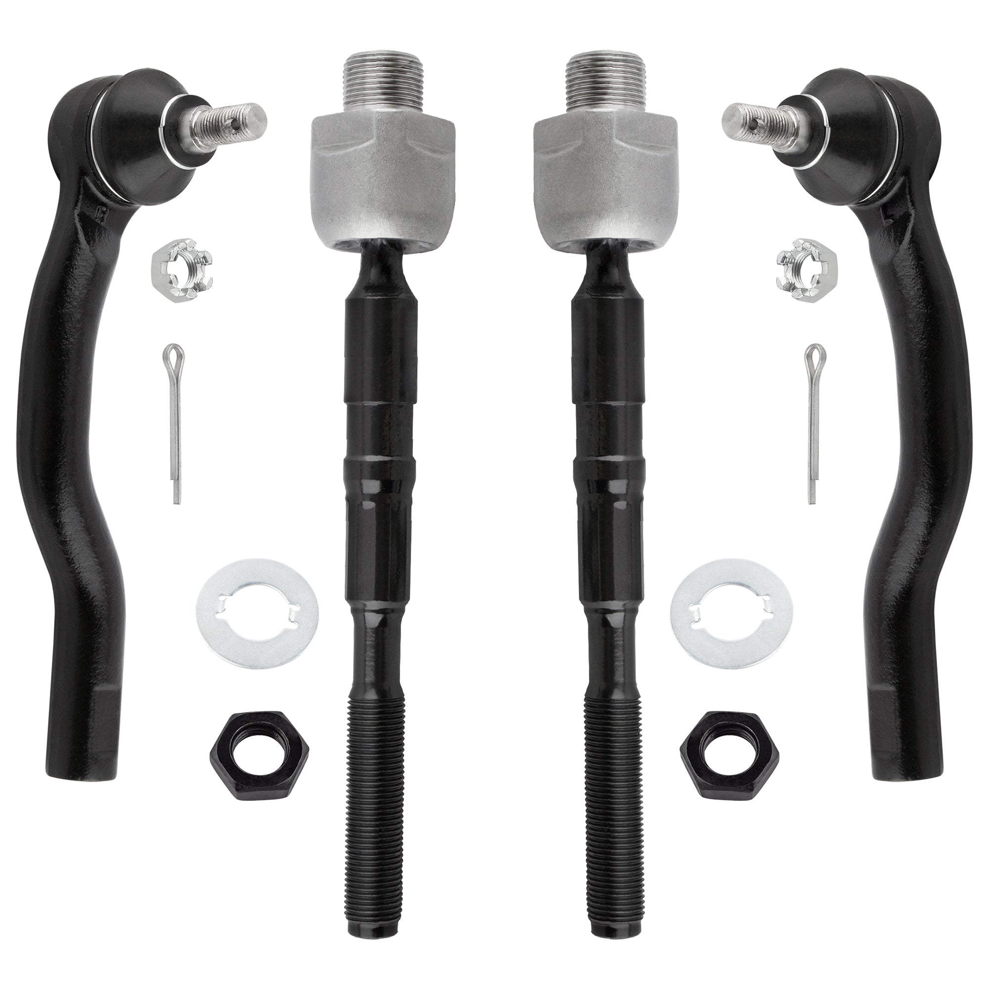 BOXI (Set of 4) Front Inner & Outer Tie Rod Ends Fit for Ford Edge 2007 2008 2009 2010 2011 2012