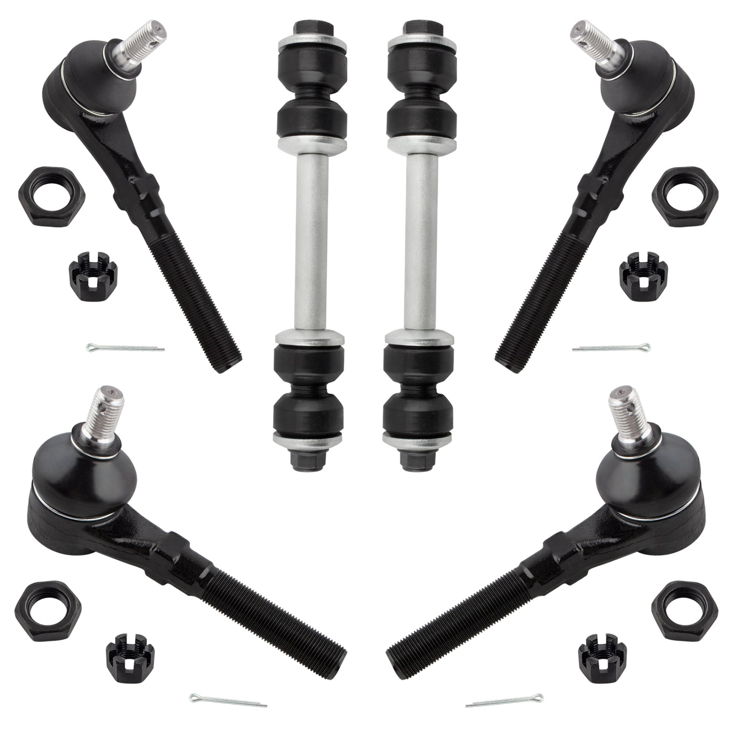 BOXI 6pcs Front Tie Rod Ends + Front Sway Bar End Links Fit for Ford Expedition for F-150 F-250