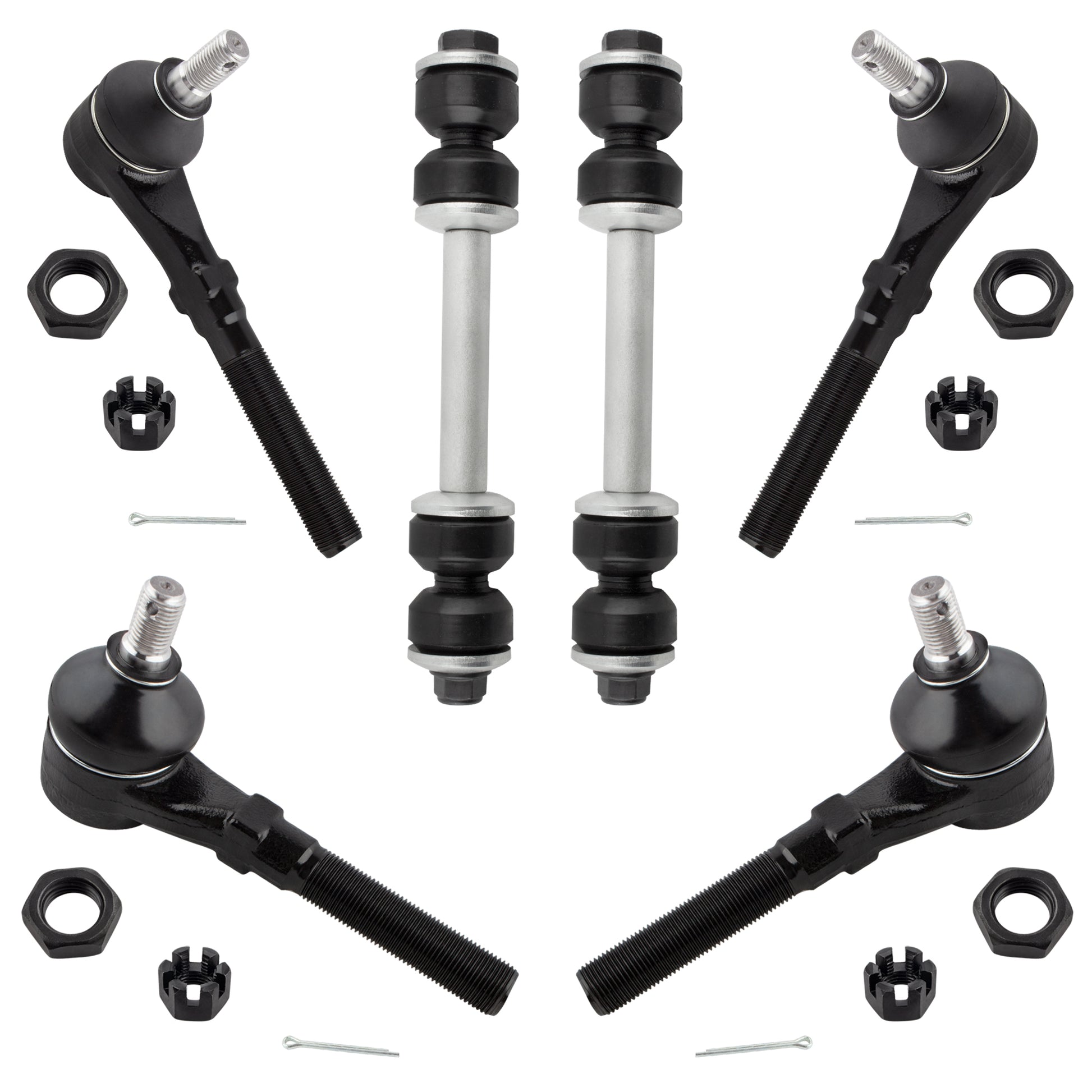 BOXI 6pcs Front Tie Rod Ends + Front Sway Bar End Links Fit for Ford Expedition for F-150 F-250