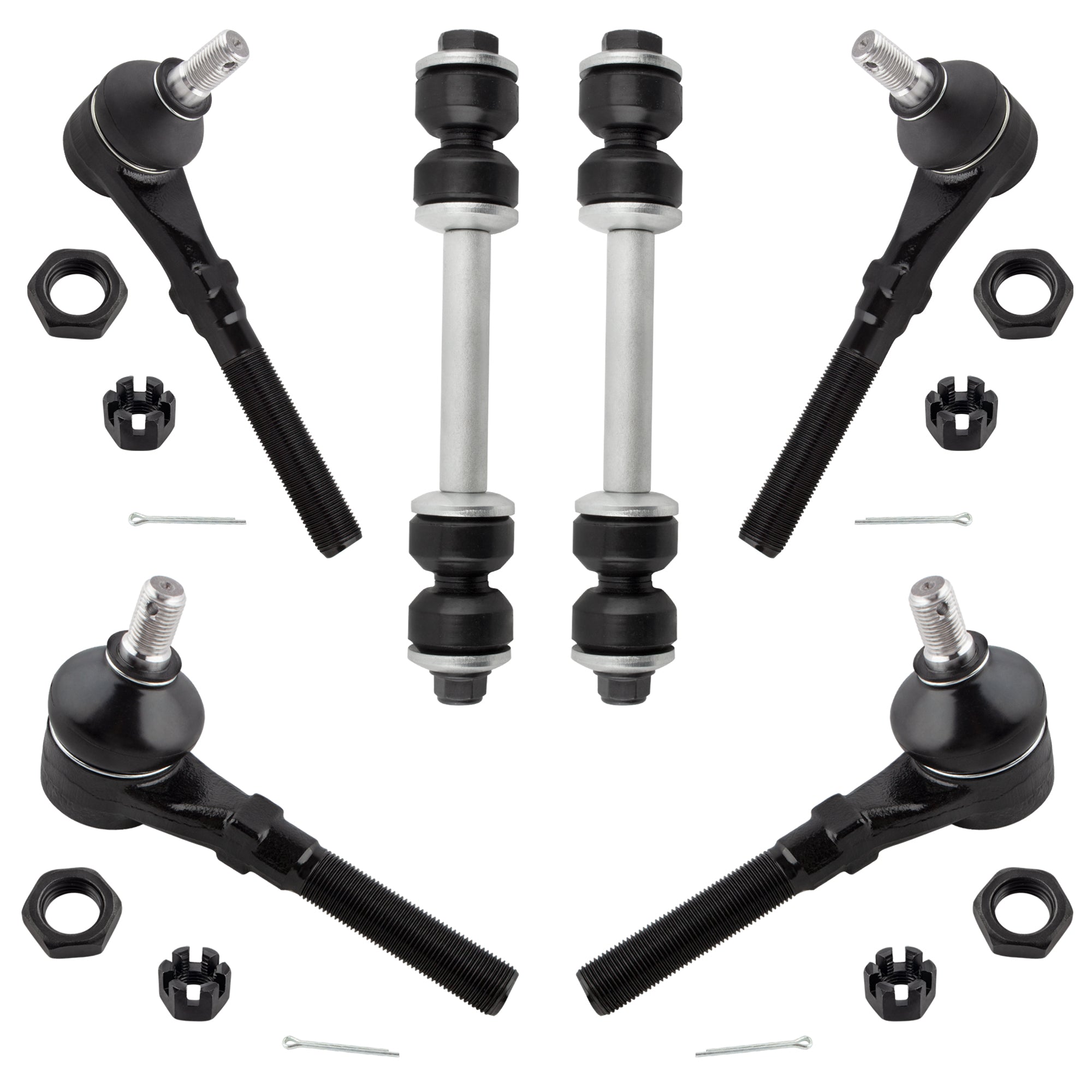 BOXI 6pcs Front Tie Rod Ends + Front Sway Bar End Links Fit for Ford Expedition for F-150 F-250