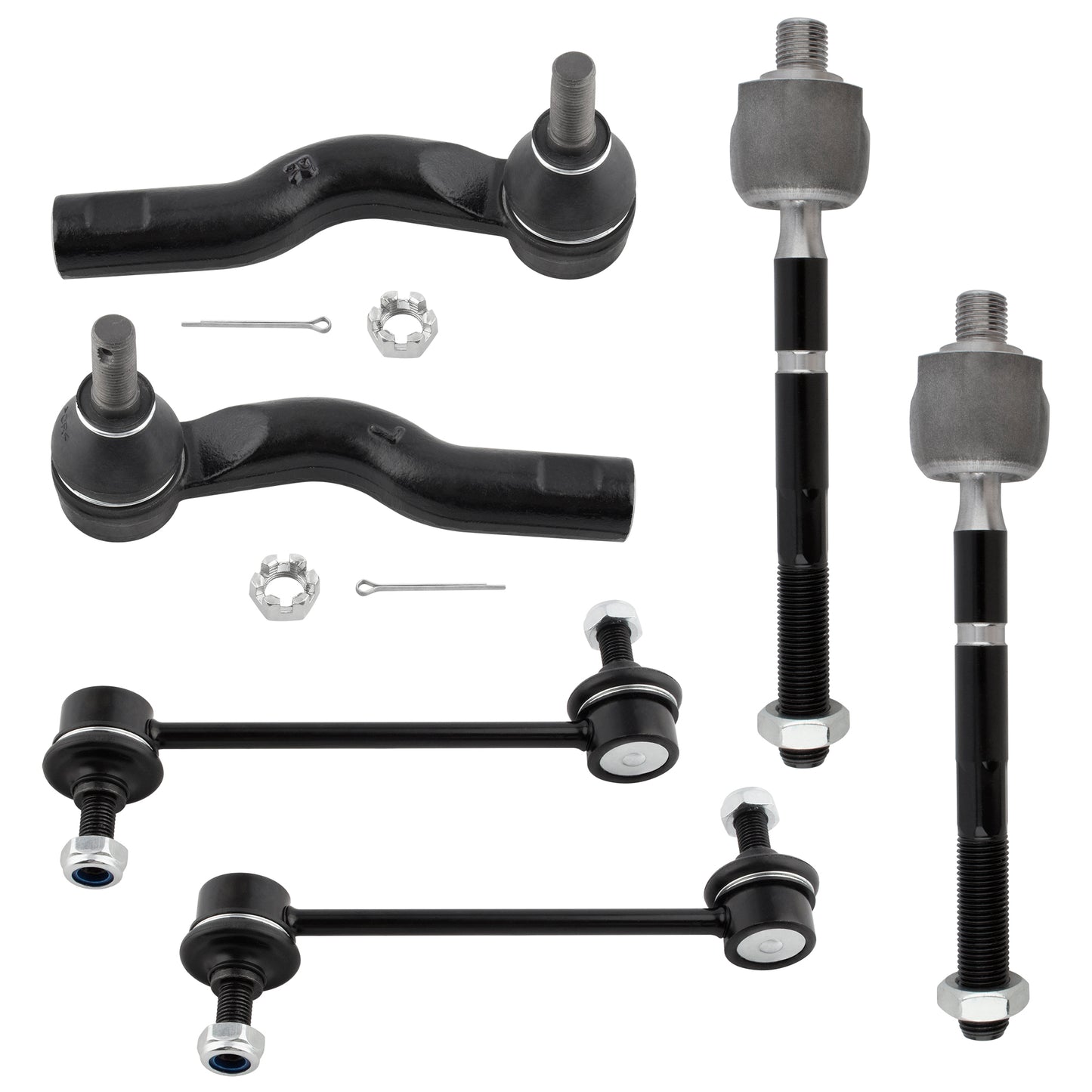 BOXI 6pcs Front Inner & Outer Tie Rods Sway Bars Fit for Ford Fusion 2010 2011 2012