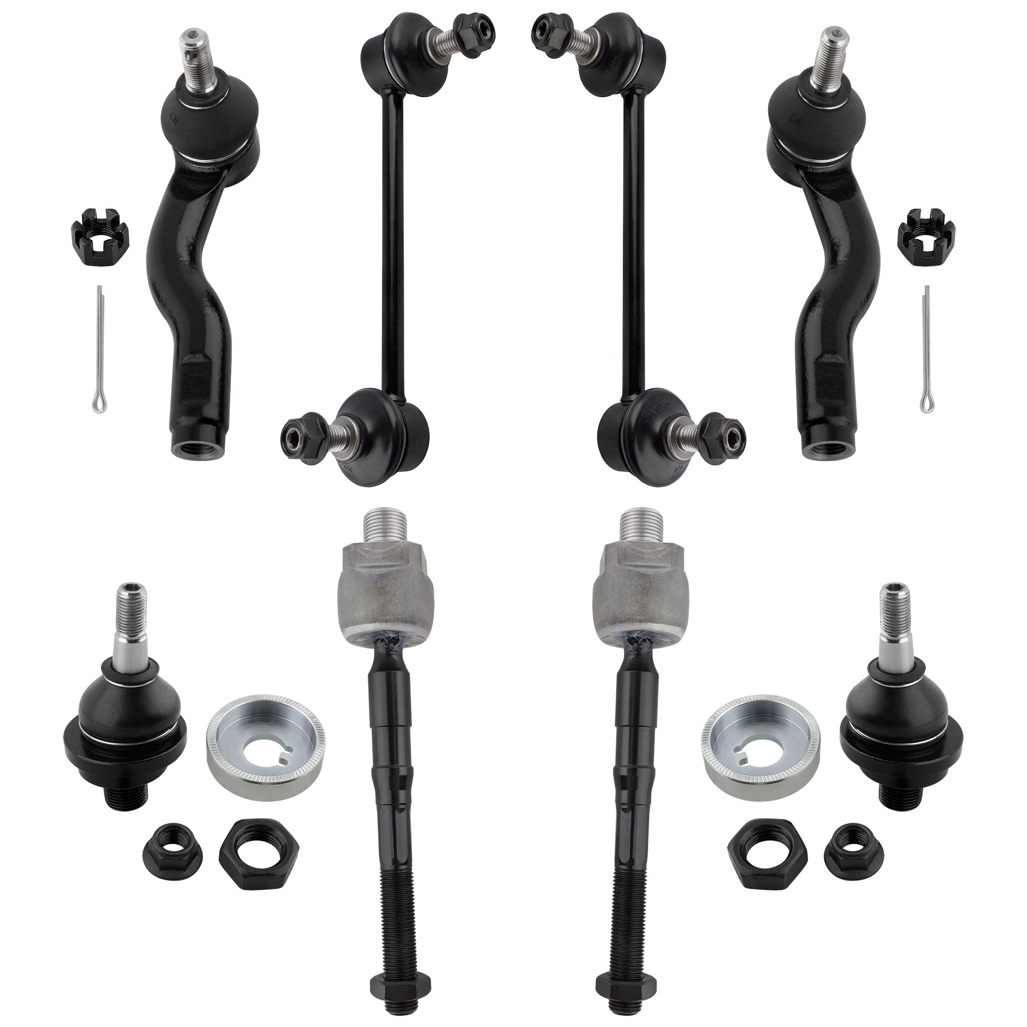 BOXI K500013 K80251 K80250 ES800102 ES800101 EV800531 8pcs Front Inner Outer Tierod Front Sway Bars