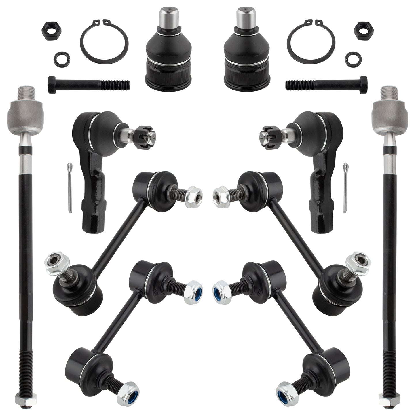 BOXI (Set of 10) Front Rear Sway Bar Links + Inner Outer Tie Rods + Lower Ball Joints Fit for Mazda