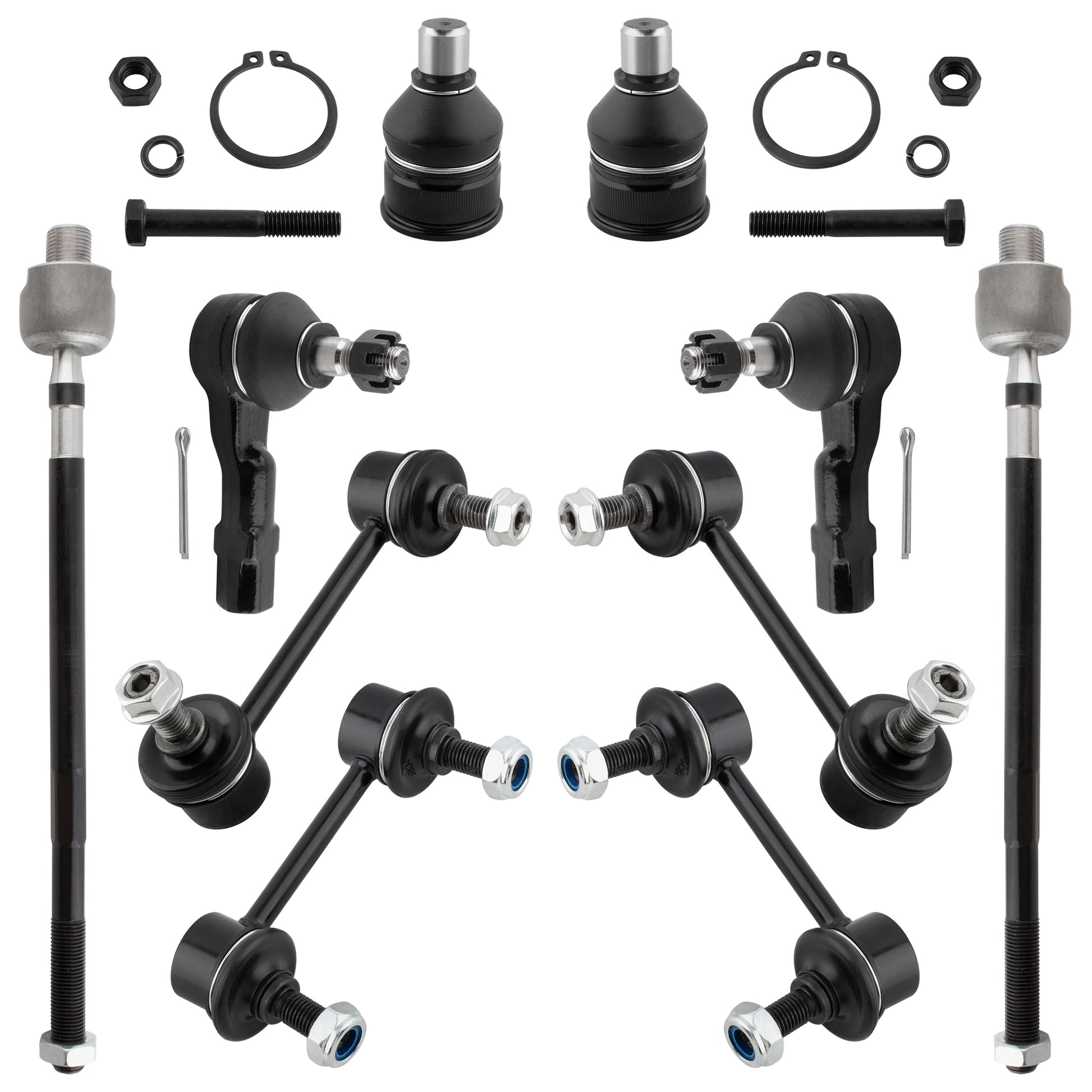 BOXI (Set of 10) Front Rear Sway Bar Links + Inner Outer Tie Rods + Lower Ball Joints Fit for Mazda