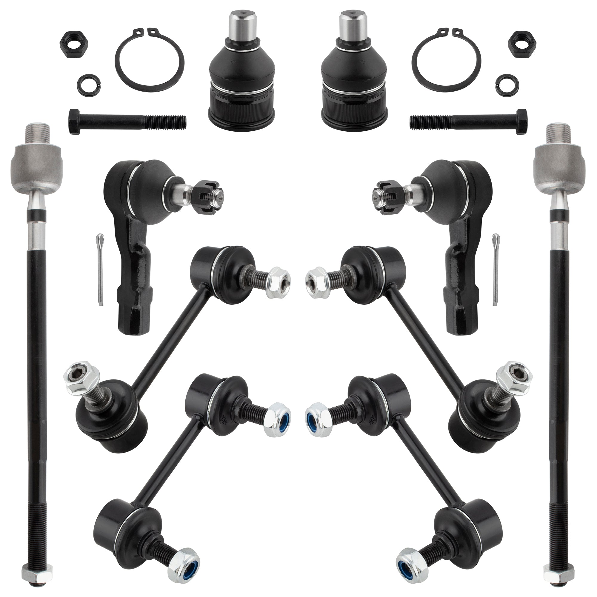 BOXI (Set of 10) Front Rear Sway Bar Links + Inner Outer Tie Rods + Lower Ball Joints Fit for Mazda