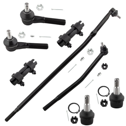 BOXI (Set of 8) Front Inner Center Link Outer Tie Rods Adjusting Sleeves Lower Ball Joints Fit