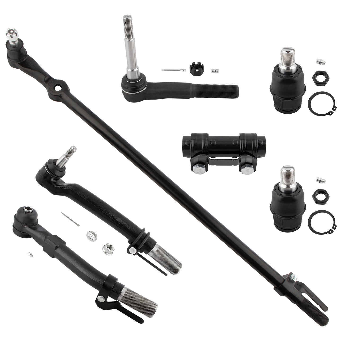 BOXI (Set of 7) Front Outer Tie Rods Drag Link Adjusting Sleeve Lower Ball Joints Fit for Ford