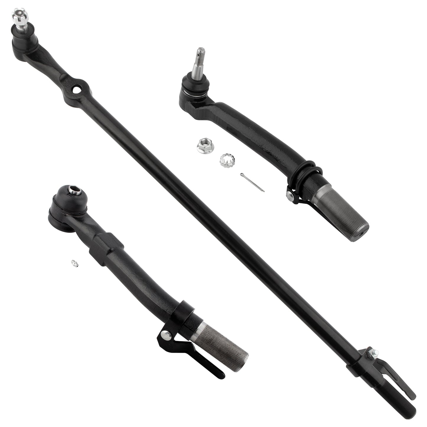 BOXI 3pcs Front Drag Link and Outer Tie Rod End Links Fit for Ford F-250 Super Duty 2005-2016 4WD