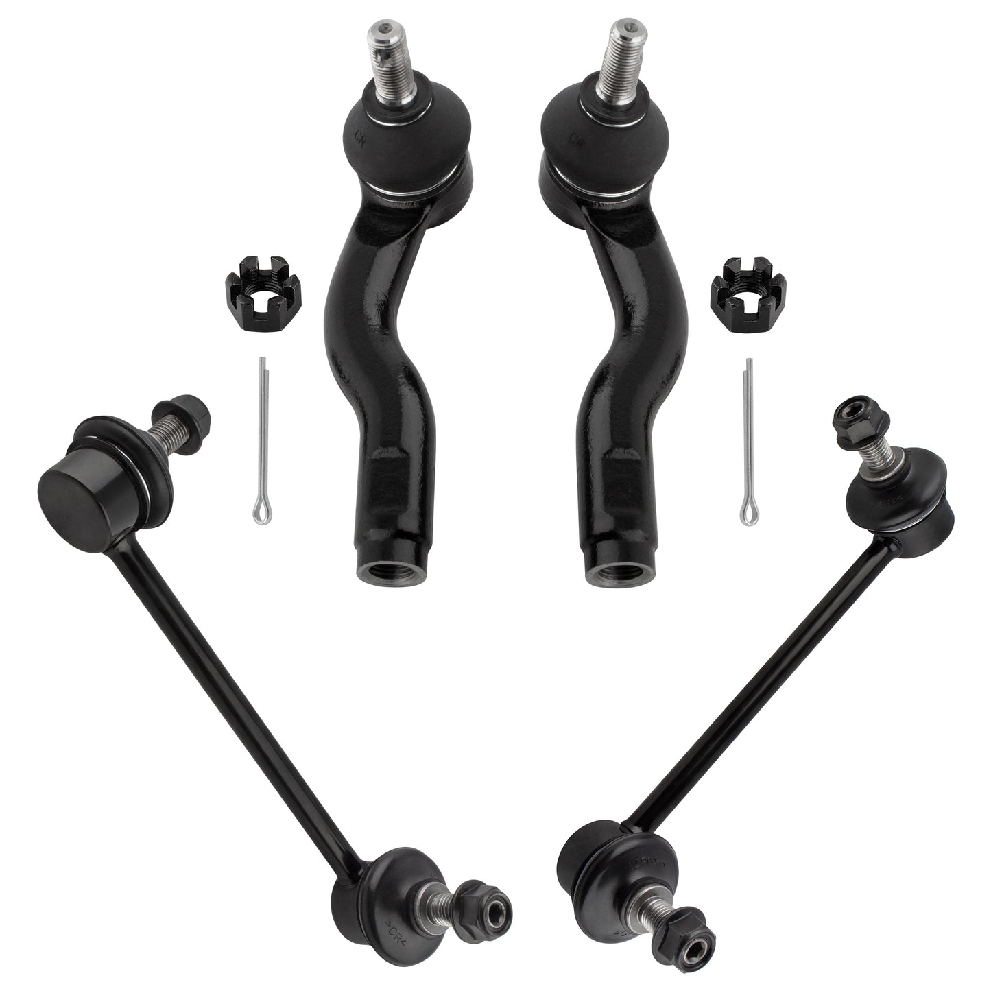 BOXI 4pcs Front Sway Bar End Links + Outer Tie Rod Ends Fit for Ford Fusion 2006-2010