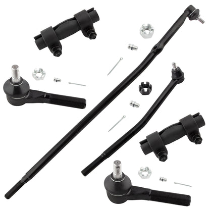 BOXI 6pcs Front Outer Tie Rods Inner Center Links Tie Rod Adjusting Sleeves Fit for Ford E-150 Club