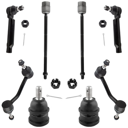 BOXI 8pcs Front Inner Outer Tie Rod Ends + Lower Ball Joints + Sway End Links Fit for Ford
