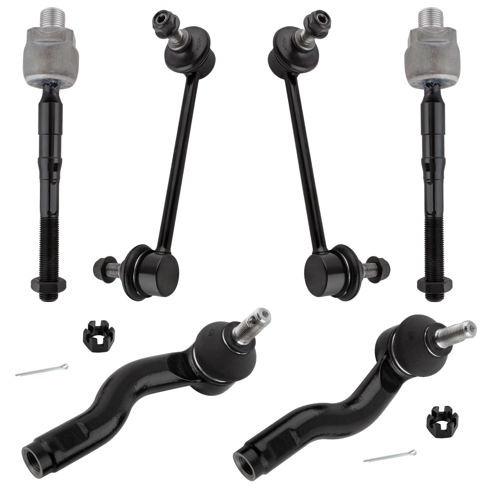 BOXI 6pcs Front Inner + Outer Tie Rods Sway Bar Links Fit for Ford Fusion 2006-2010