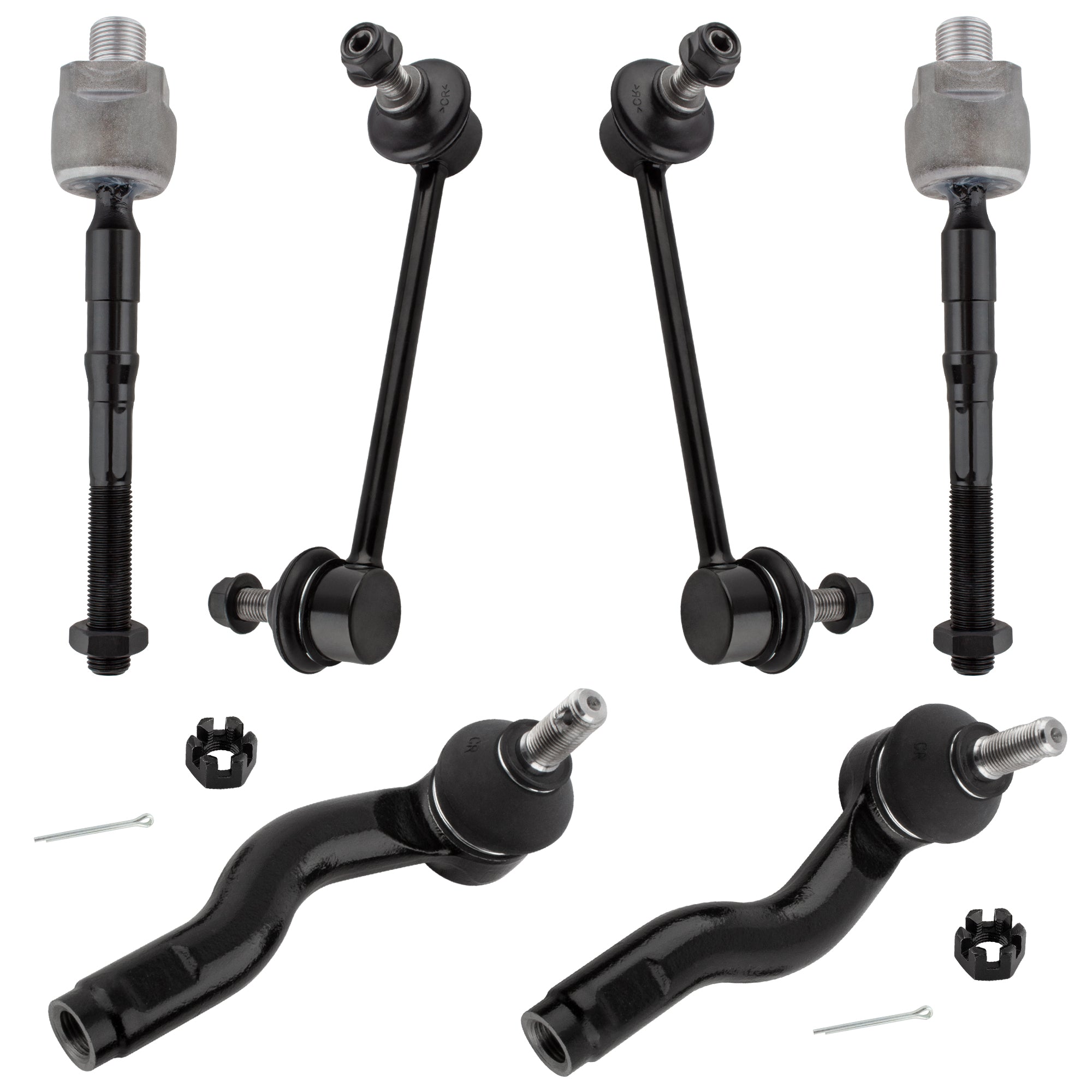 BOXI 6pcs Front Inner + Outer Tie Rods Sway Bar Links Fit for Ford Fusion 2006-2010