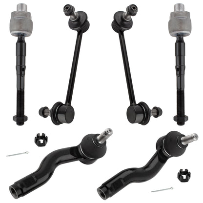 BOXI 6pcs Front Inner + Outer Tie Rods Sway Bar Links Fit for Ford Fusion 2006-2010