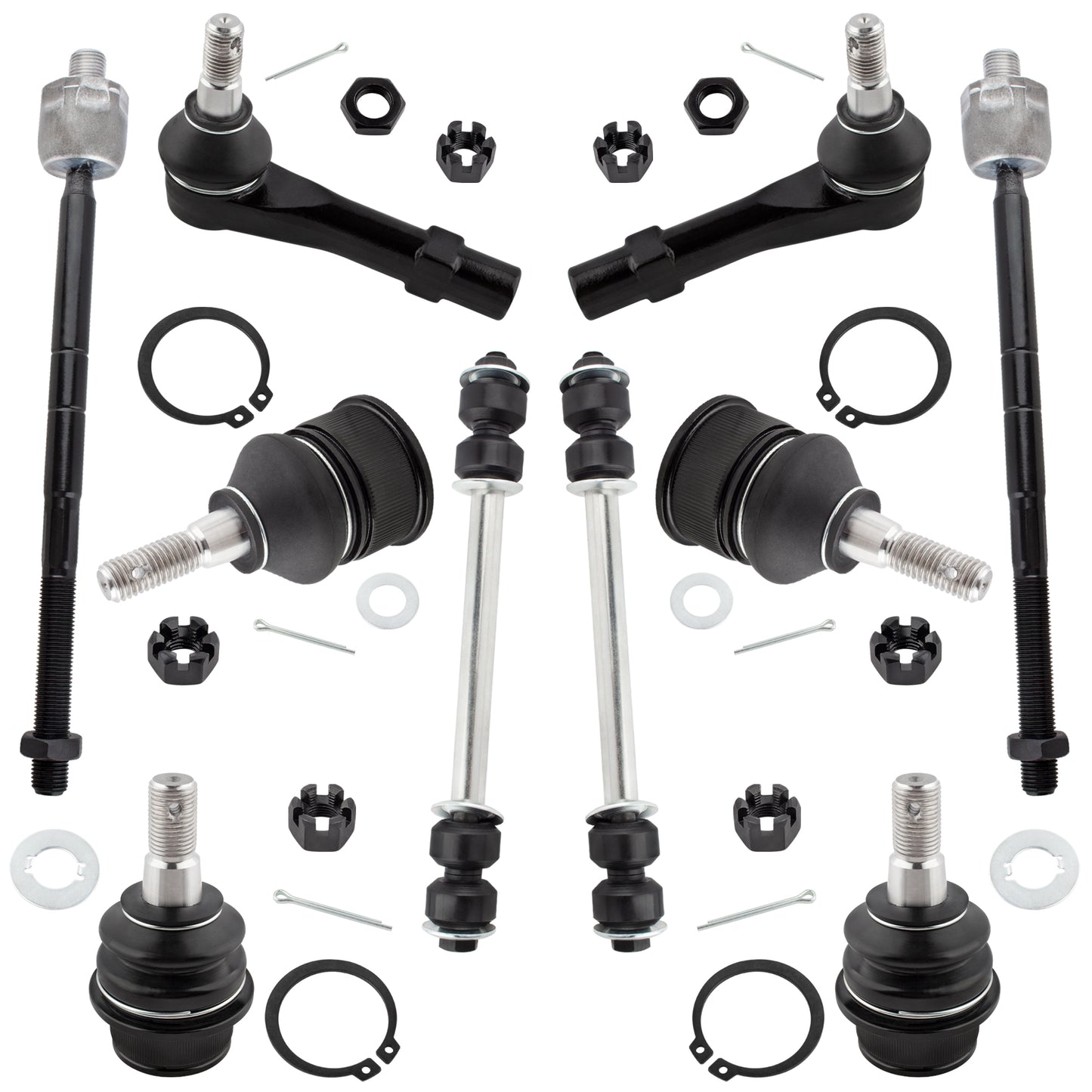 BOXI Set of 10 Front Sway Bar Link Upper & Lower Ball Joint Inner & Outer Tie Rod End Compatible