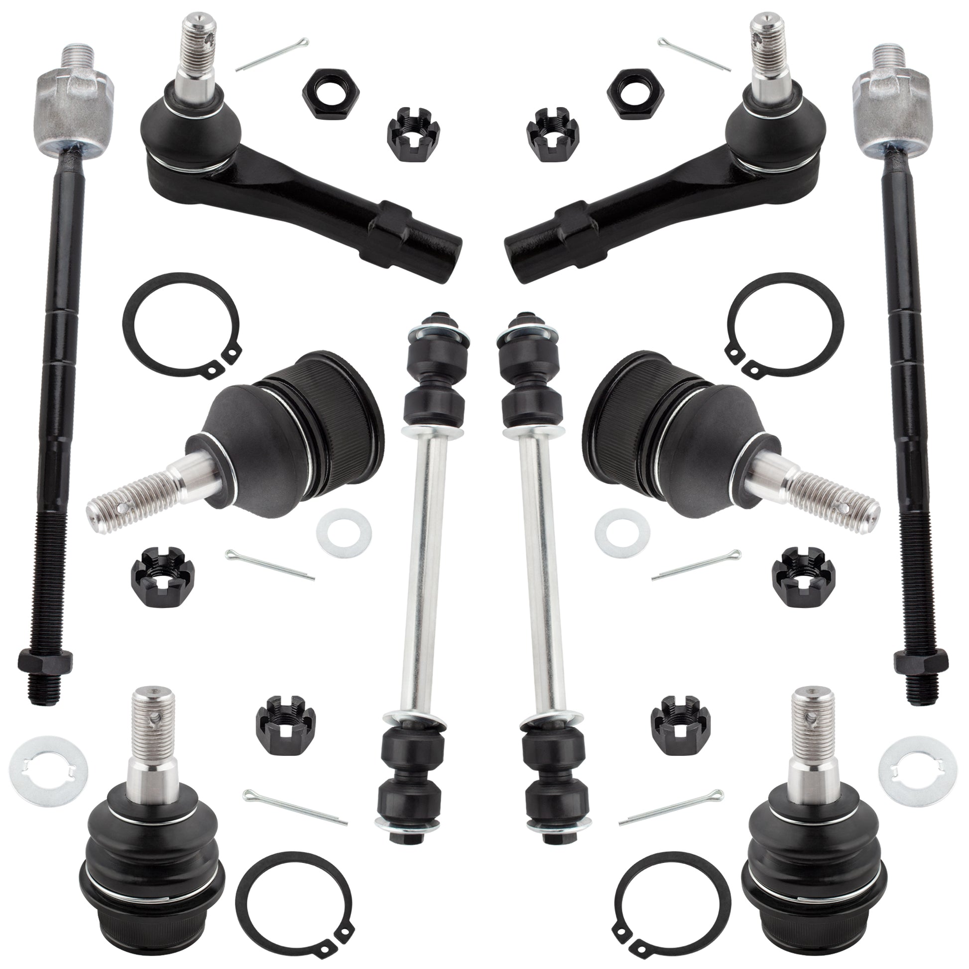 BOXI Set of 10 Front Sway Bar Link Upper & Lower Ball Joint Inner & Outer Tie Rod End Compatible