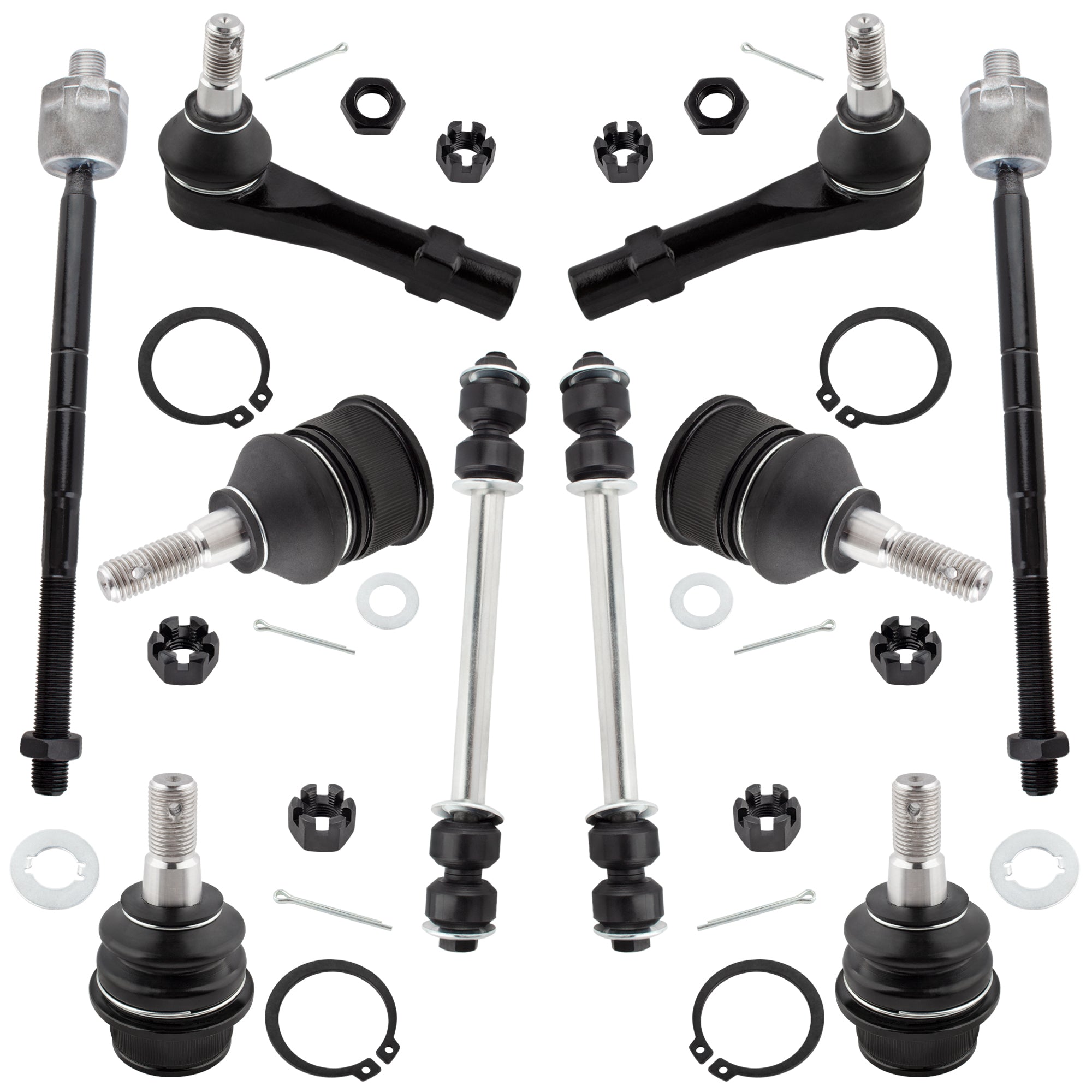BOXI Set of 10 Front Sway Bar Link Upper & Lower Ball Joint Inner & Outer Tie Rod End Compatible
