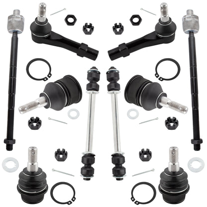 BOXI Set of 10 Front Sway Bar Link Upper & Lower Ball Joint Inner & Outer Tie Rod End Compatible