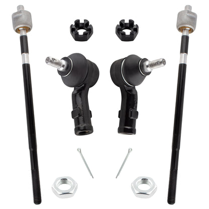 BOXI (Set of 4) 2x Front Inner Tie Rod Ends + 2x Front Outer Tie Rod Ends Kit Driver and Passenger