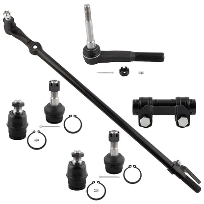 BOXI (Set of 7) Front Upper & Lower Ball Joints + Outer Tie Rod End + Drag Link + Adjusting Sleeve