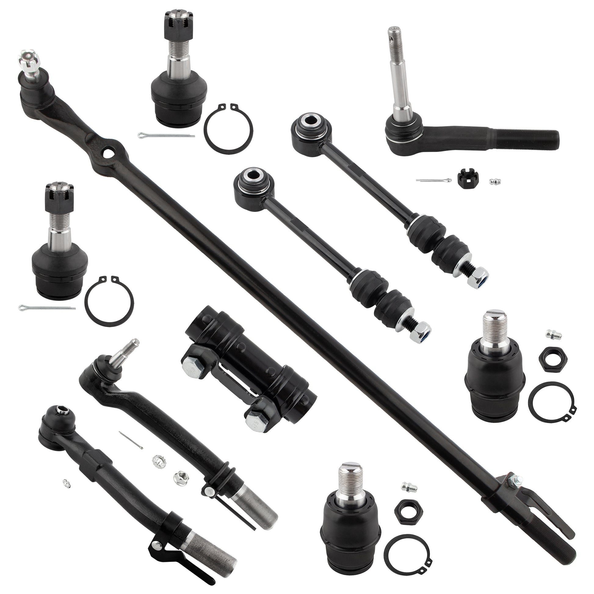 BOXI 11pcs Suspension Kit 3 Front Outer Tie Rod End 1 Tie Rod Adjusting Sleeve 1 Tie Rod Drag Link