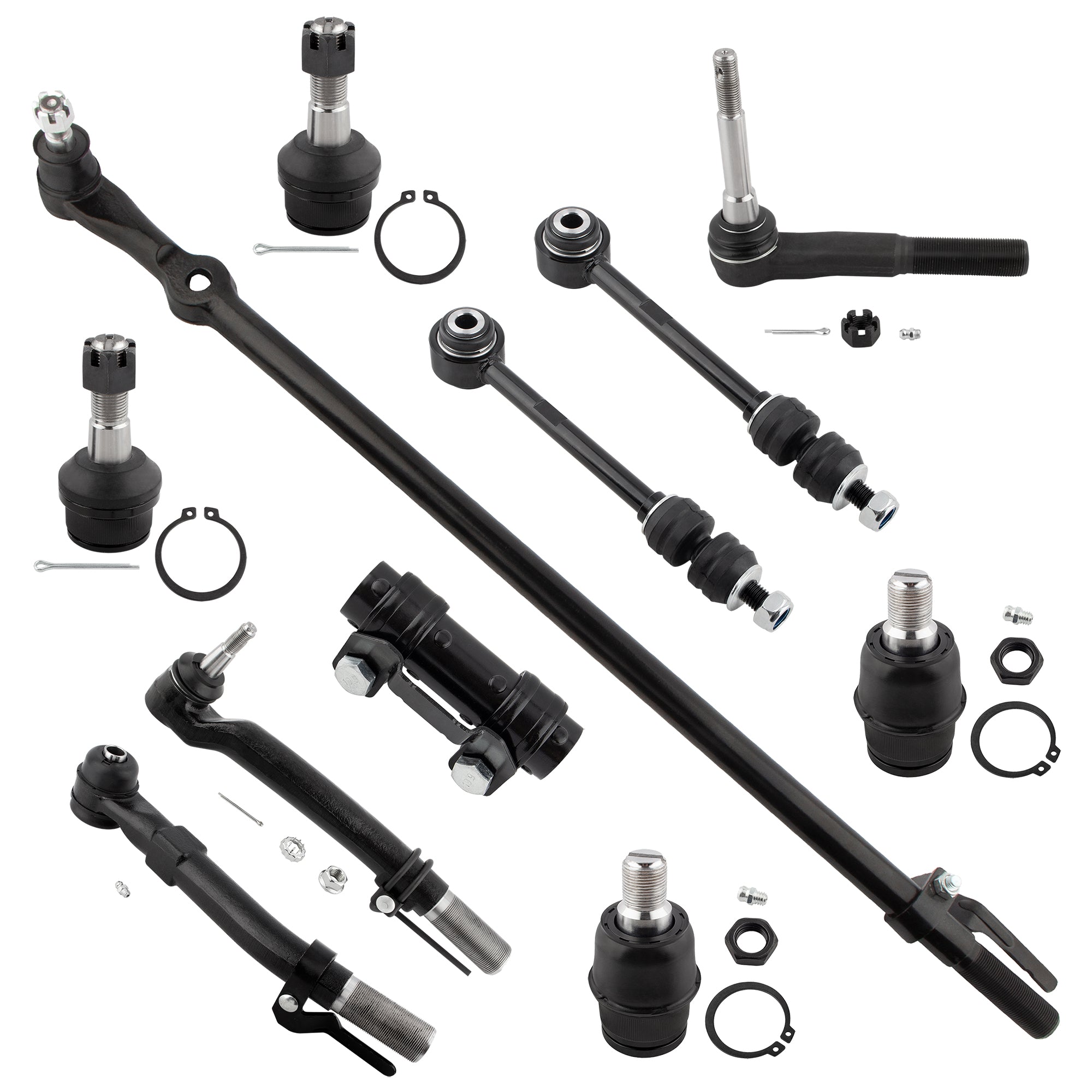 BOXI 11pcs Suspension Kit 3 Front Outer Tie Rod End 1 Tie Rod Adjusting Sleeve 1 Tie Rod Drag Link