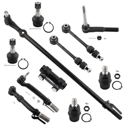 BOXI 11pcs Suspension Kit 3 Front Outer Tie Rod End 1 Tie Rod Adjusting Sleeve 1 Tie Rod Drag Link