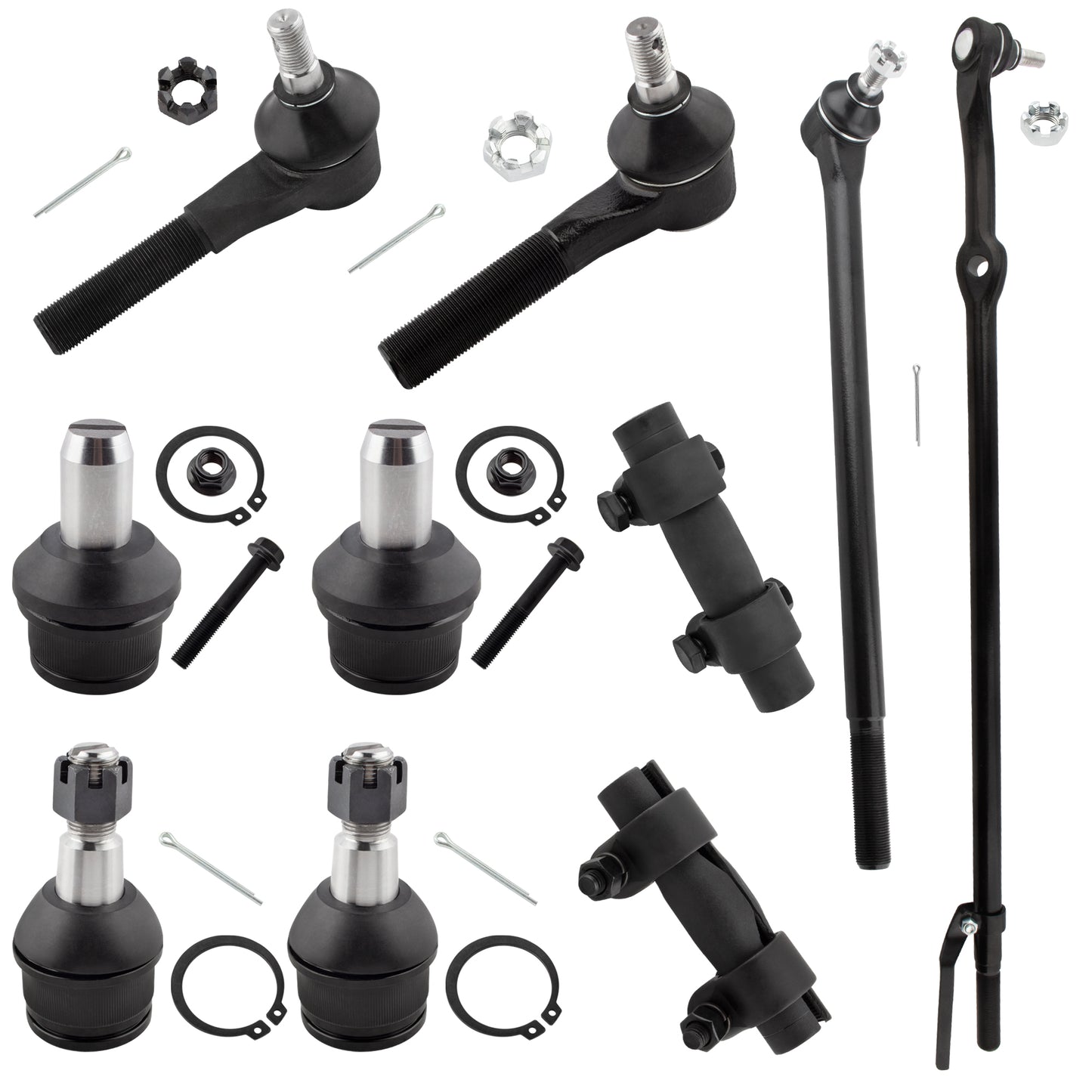 BOXI (Set of 10) Front Upper & Lower Ball Joints Inner & Outer Tie Rod Ends Adjusting Sleeve