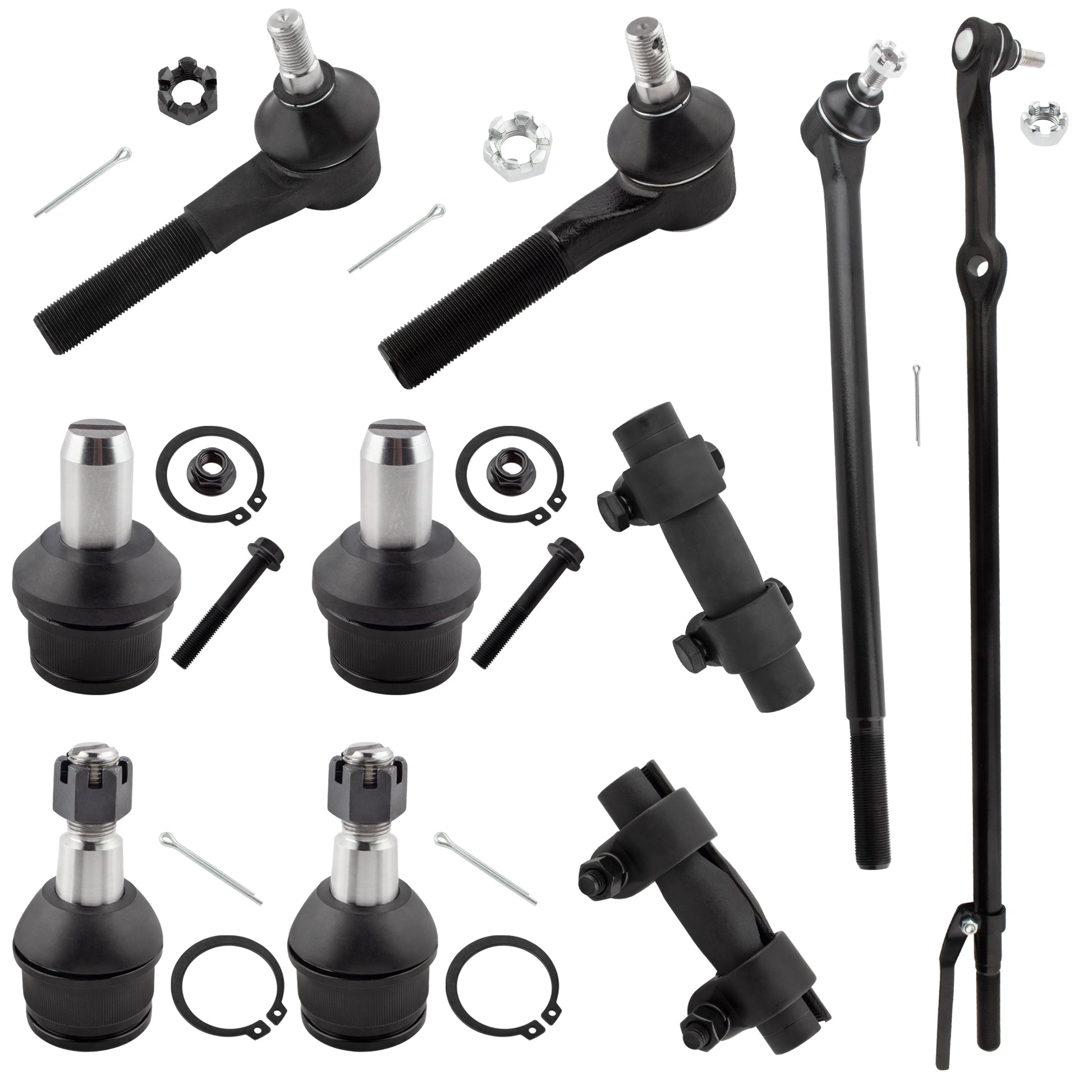 BOXI (Set of 10) Front Upper & Lower Ball Joints Inner & Outer Tie Rod Ends Adjusting Sleeve