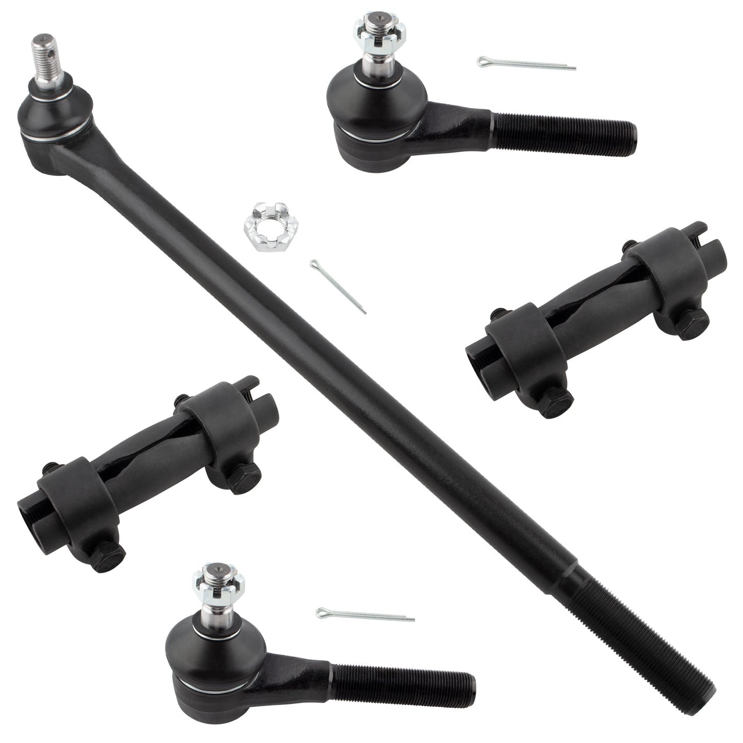 BOXI (Set of 5) Front Inner Tie Rod End Drag Link + Outer Tie Rod Ends + Adjustment Sleeves Fit