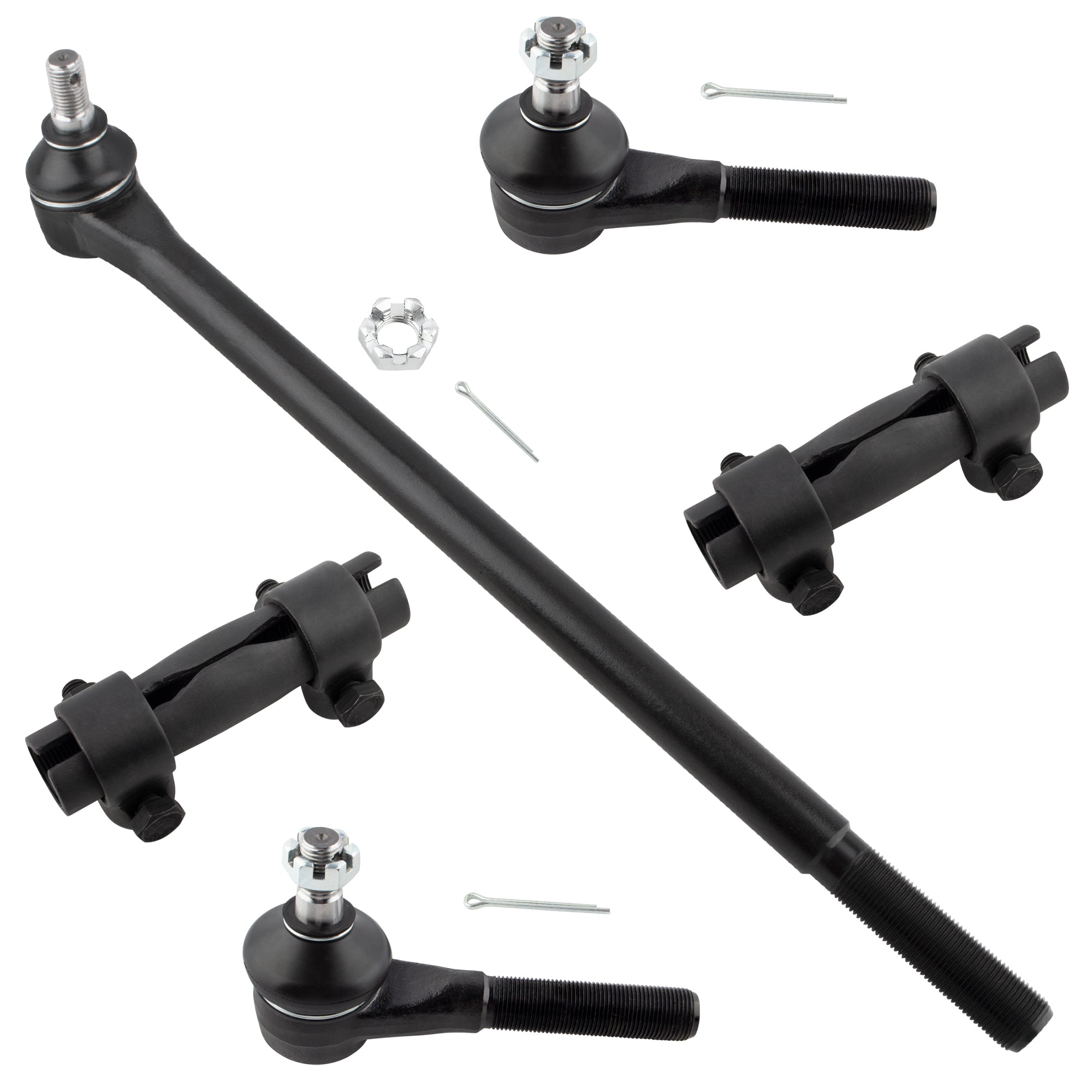 BOXI (Set of 5) Front Inner Tie Rod End Drag Link + Outer Tie Rod Ends + Adjustment Sleeves Fit