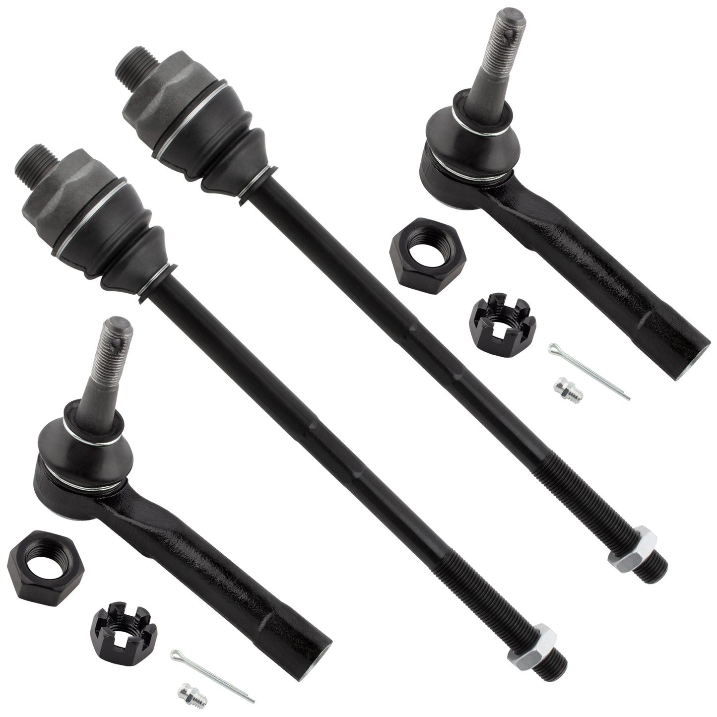 BOXI (Set of 4) Front Inner & Outer Tie Rods Fit for Cadillac Escalade ESV EXT for Chevrolet