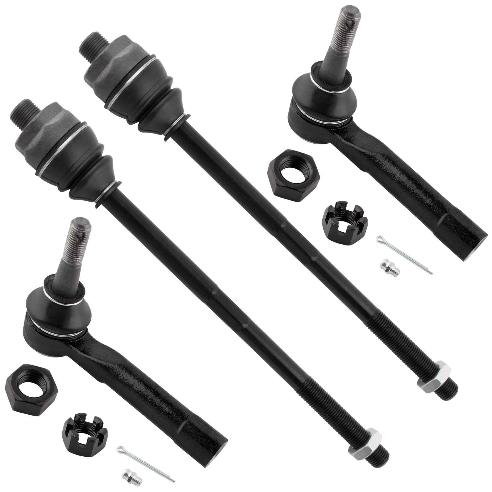 BOXI (Set of 4) Front Inner & Outer Tie Rods Fit for Cadillac Escalade ESV EXT for Chevrolet